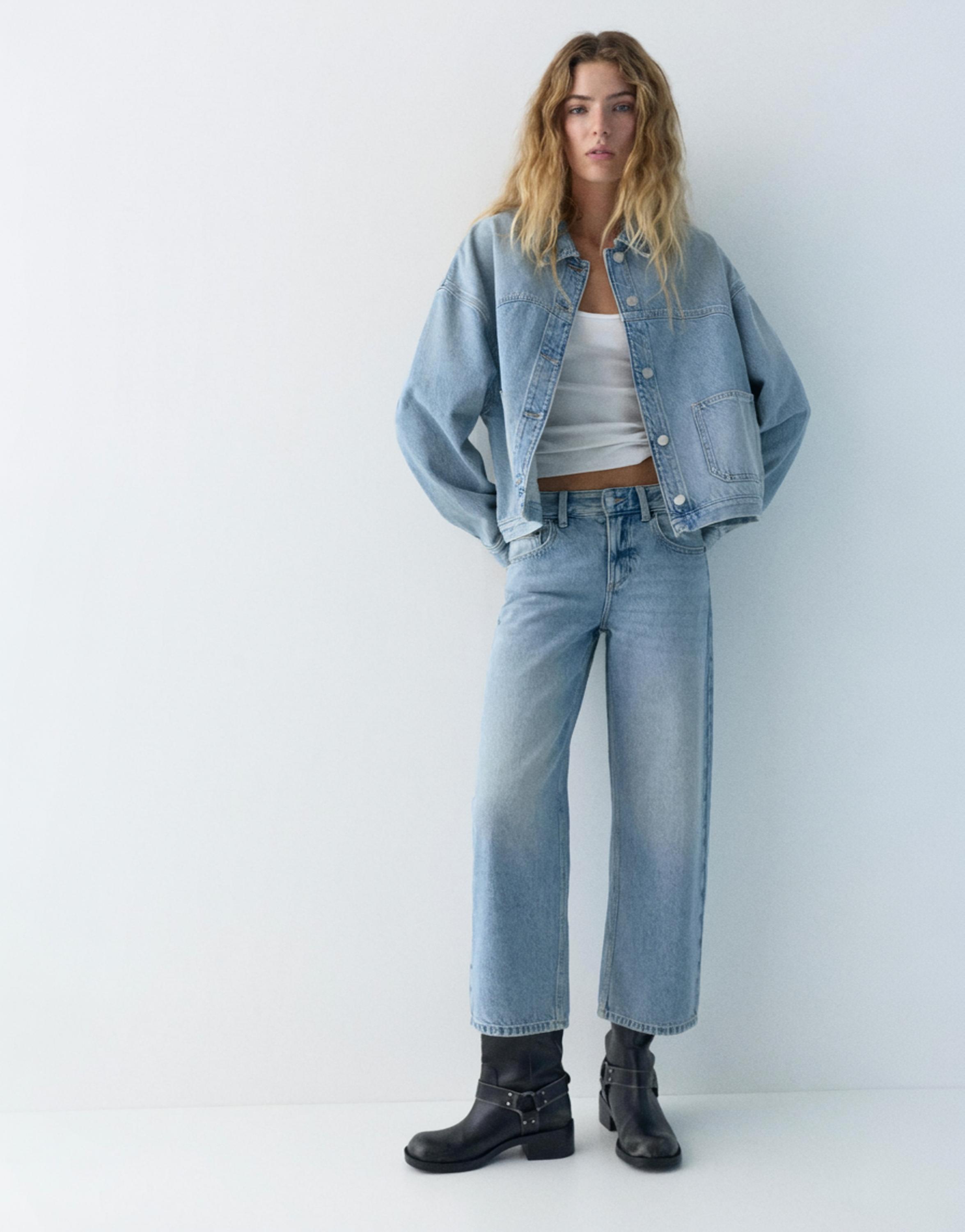 Boxy kesim denim ince ceket - Görsel 25