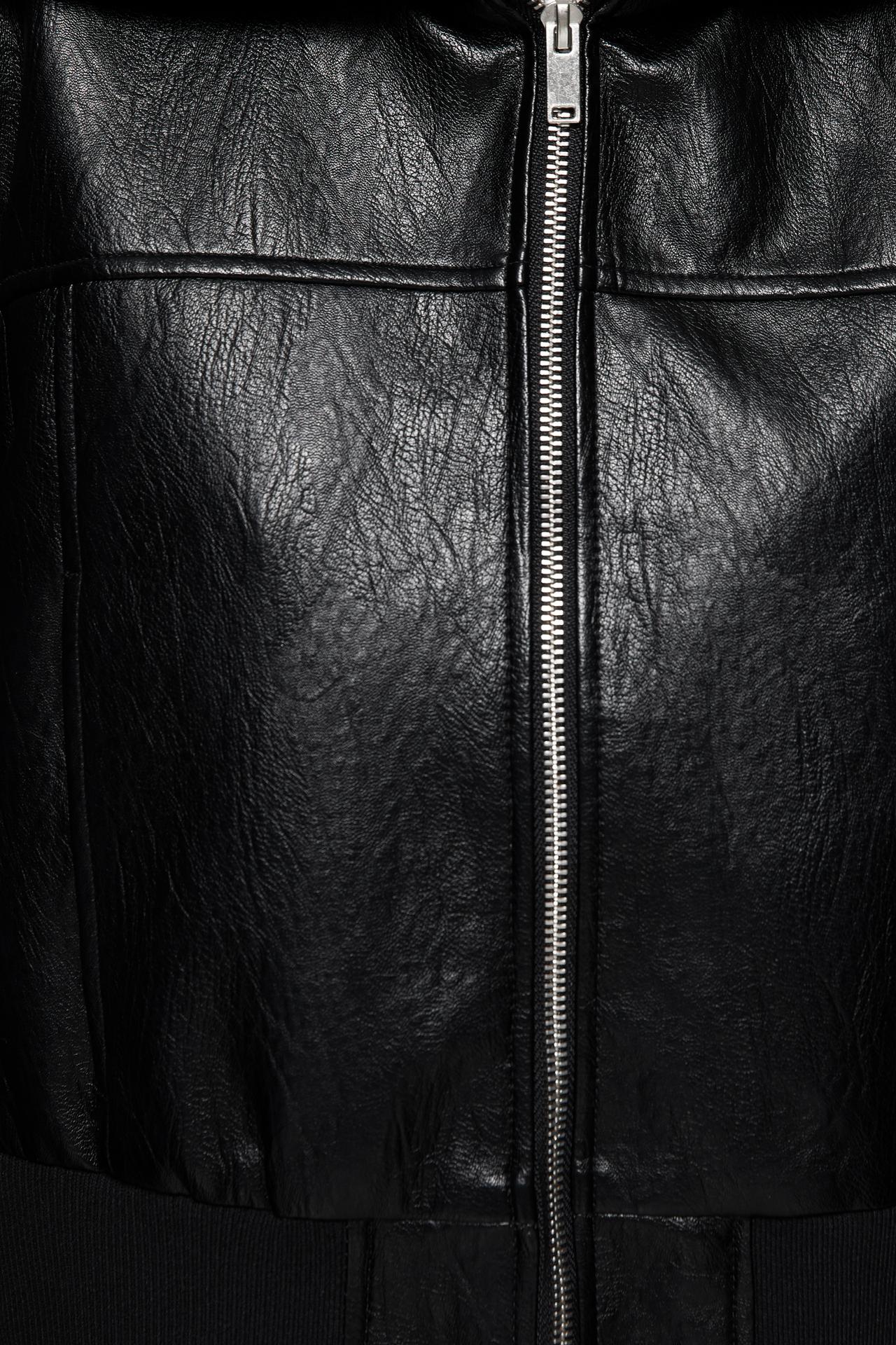 Ribbed leather effect bomber — Black
