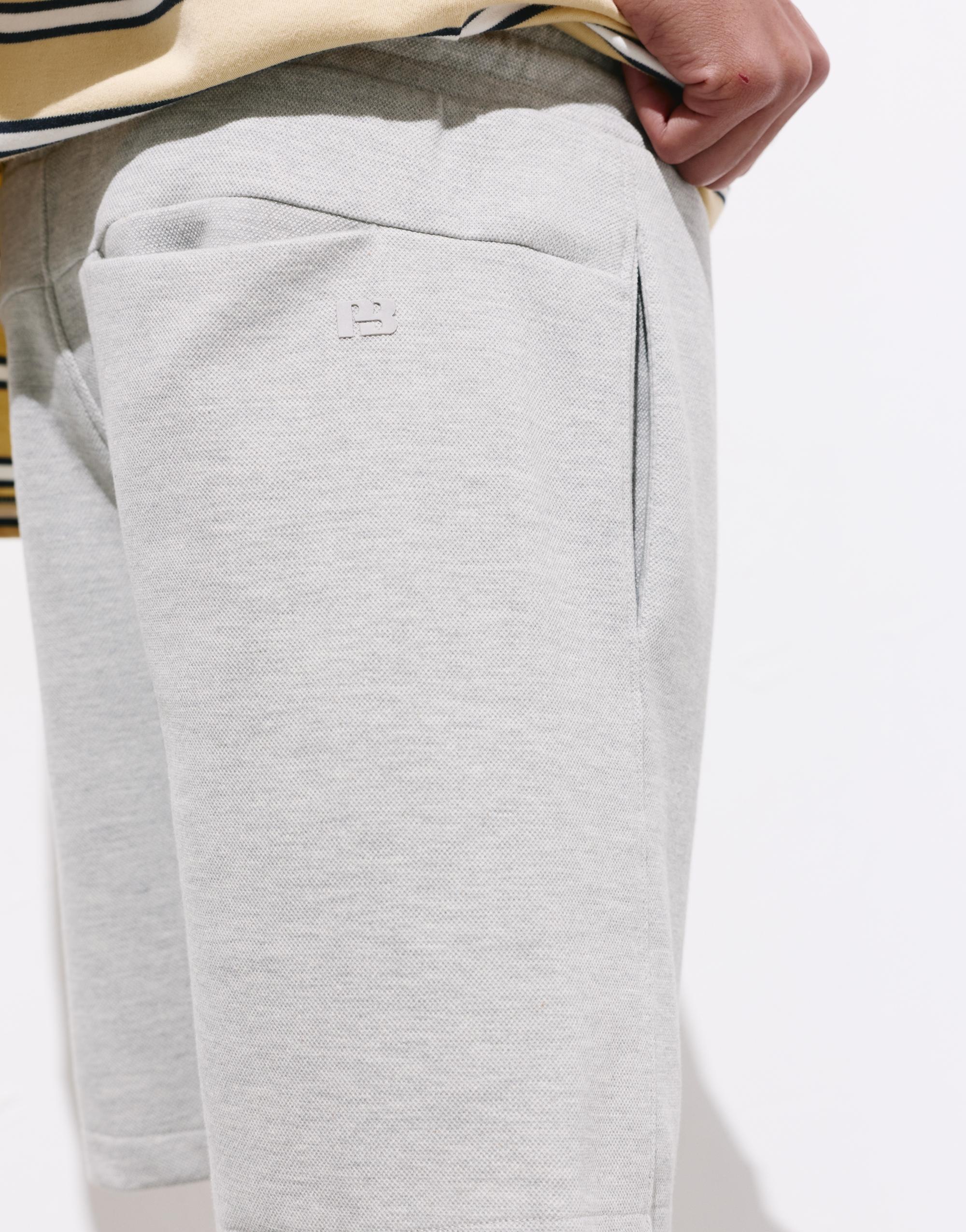 Piqué jogger Bermuda shorts — Grey marl