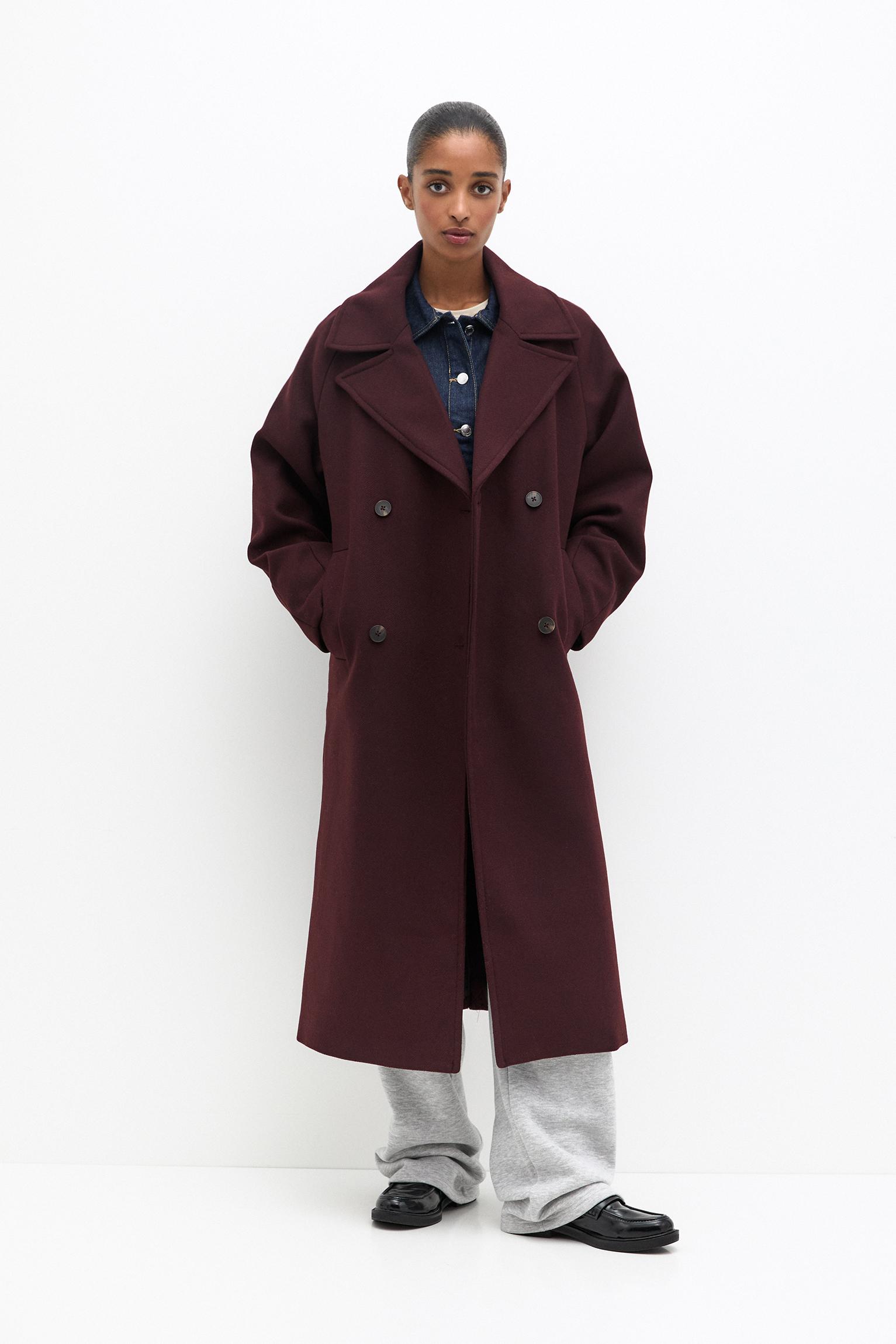 Long felt texture coat pull bear