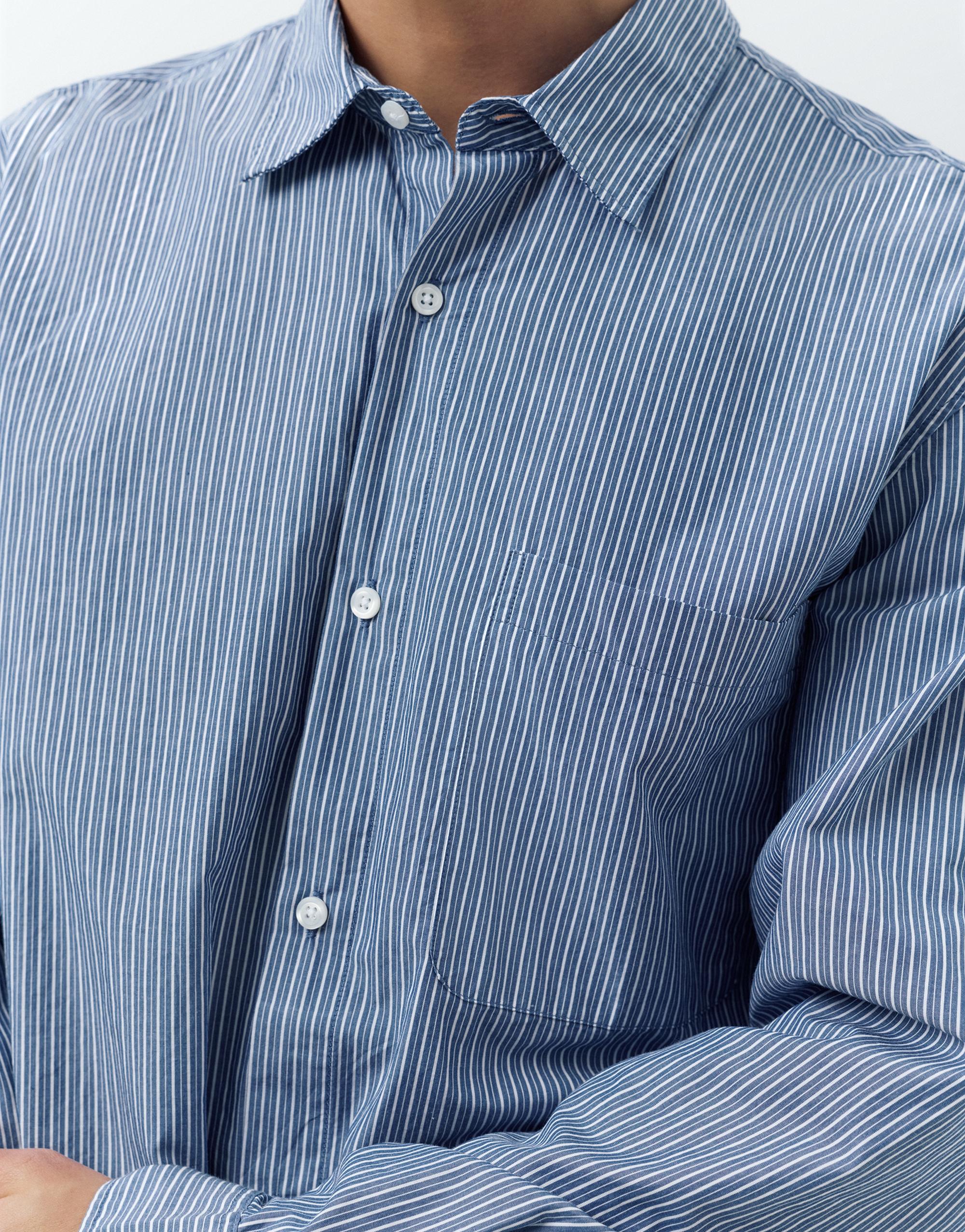 Striped long sleeve shirt — Pale blue