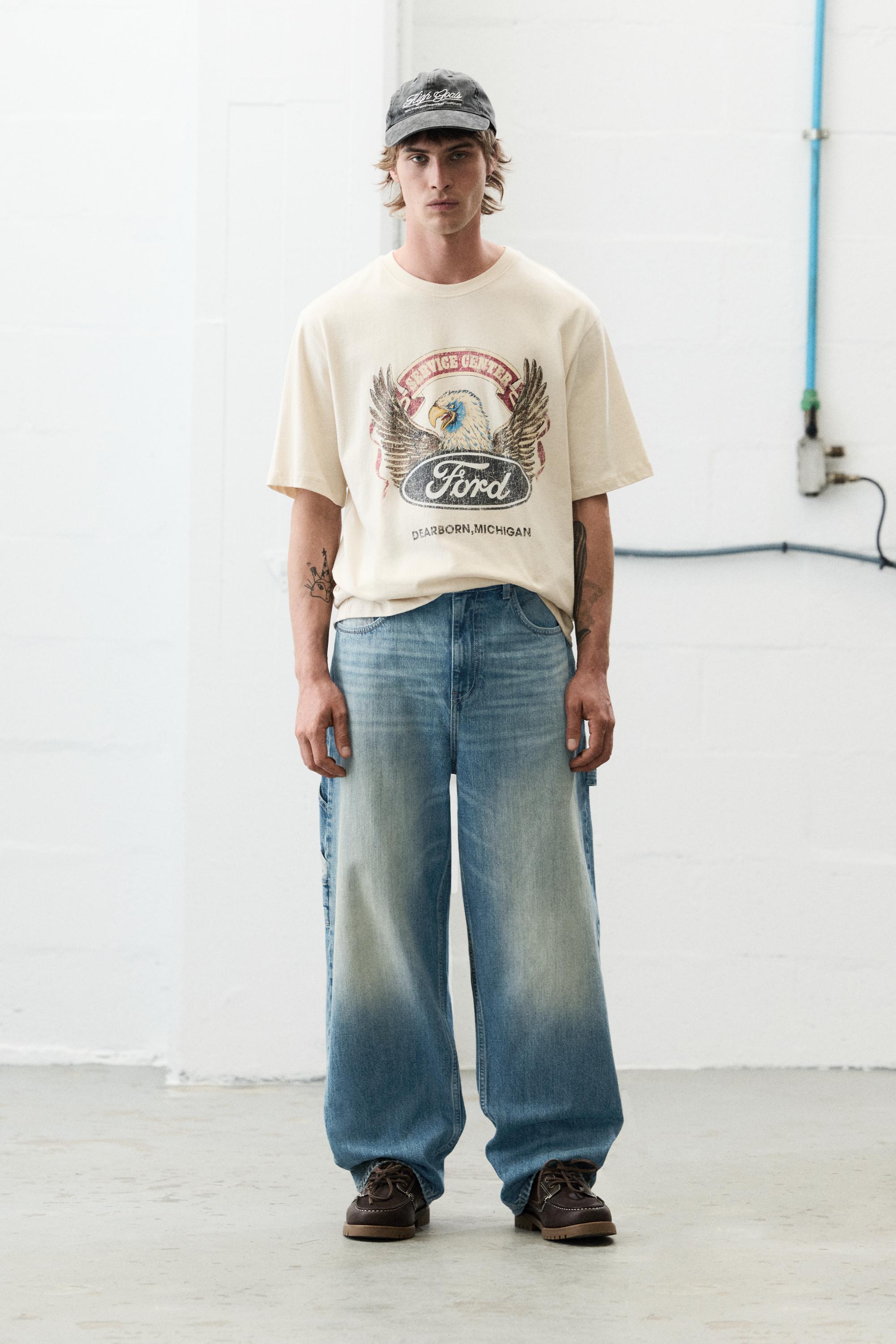 Pull&Bear Panelli baggy relaxed fit jean görsel 2