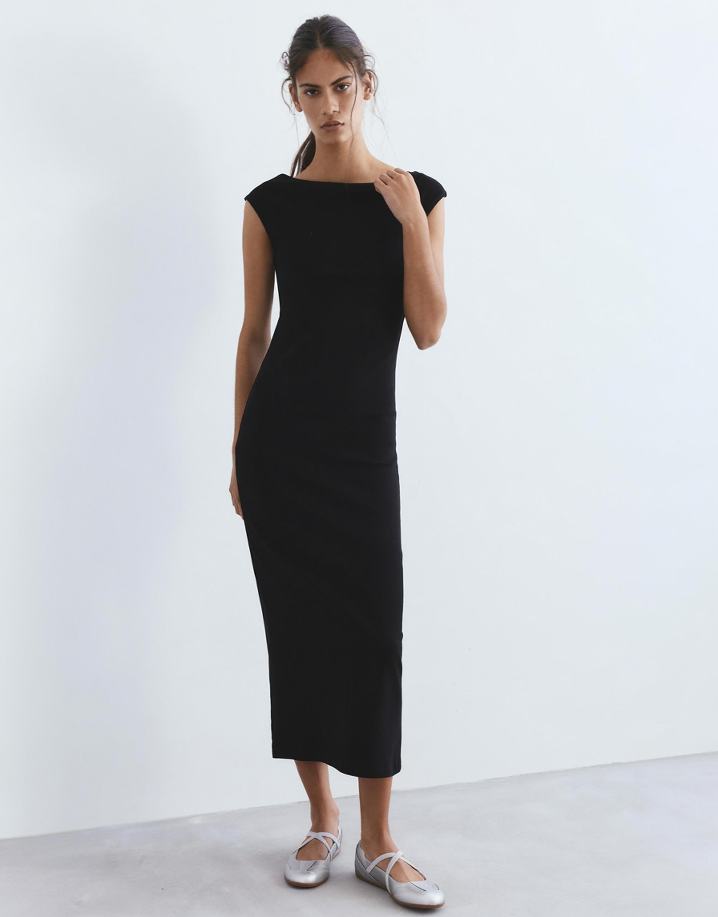Short sleeve midi dress — Black