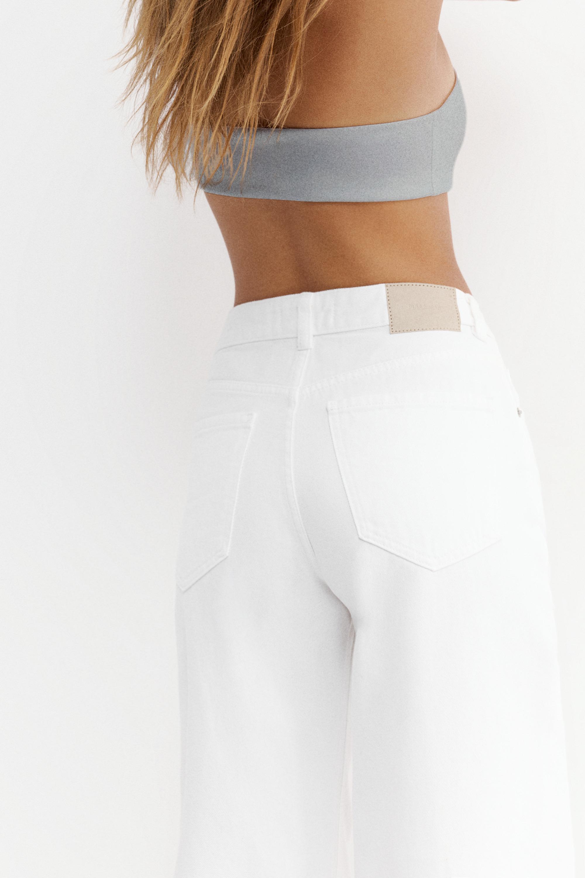 High-waist wide-leg jeans — White-t