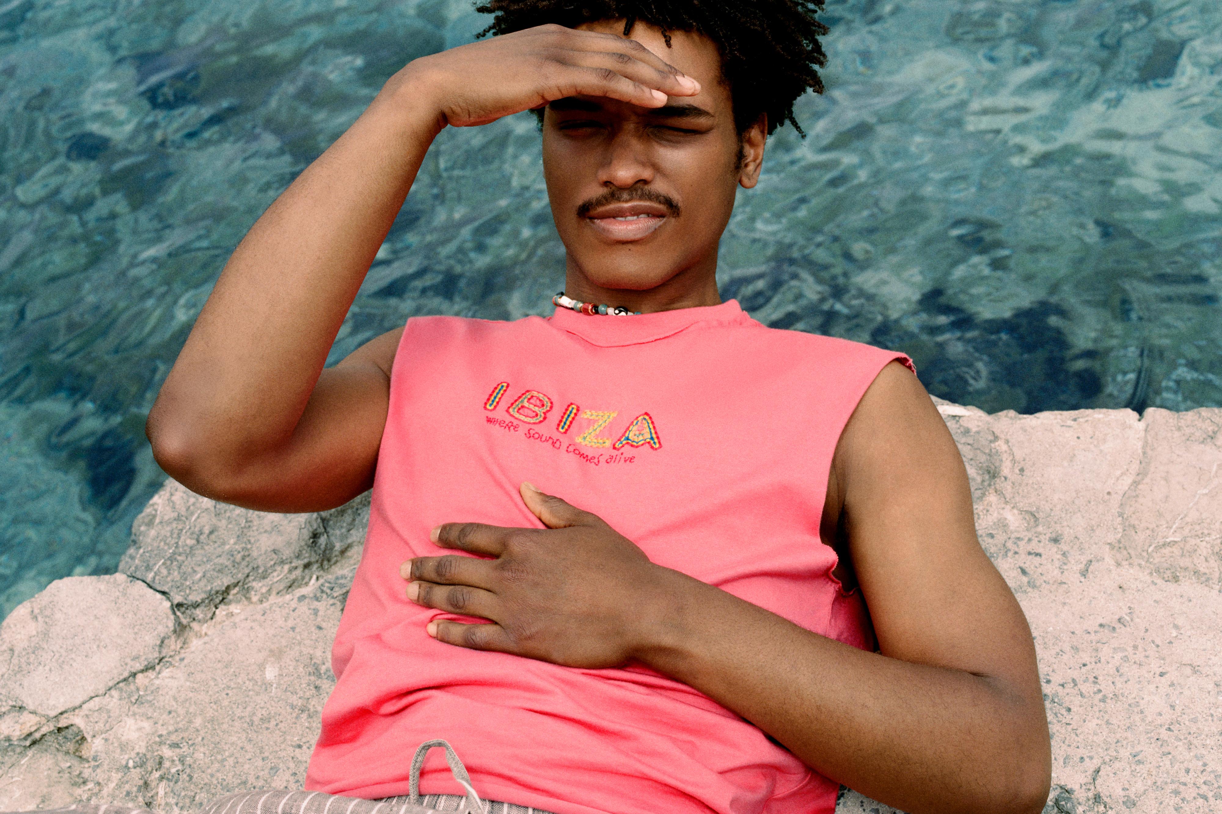 Boxy Ibiza vest top — Salmon pink