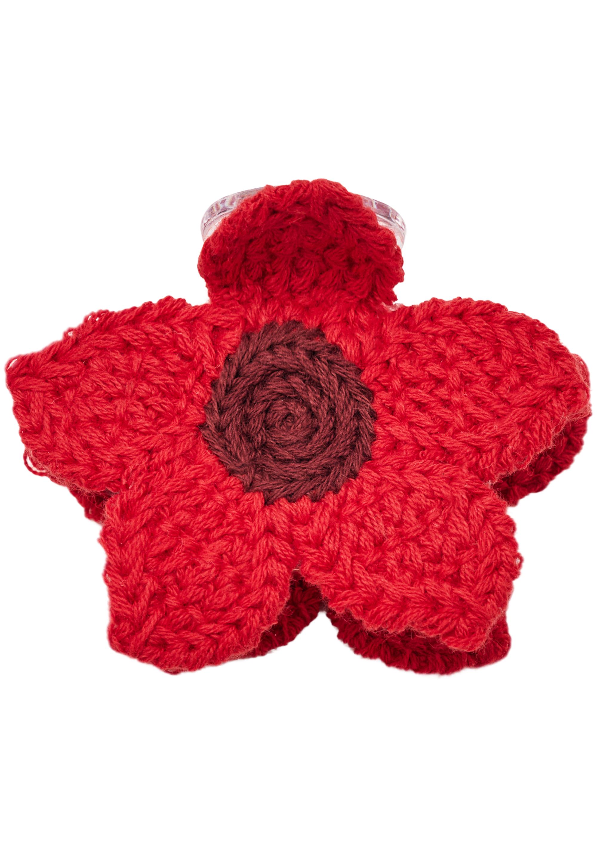 Crochet flower hair clip — Red