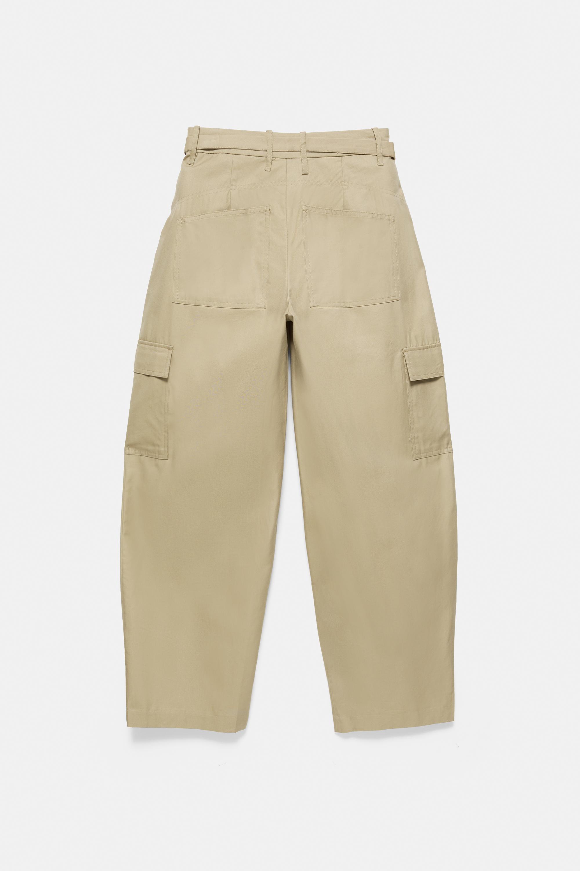 Belted cargo trousers — Dark camel