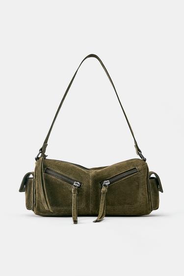 Leather multipocket shoulder bag — Khaki 1
