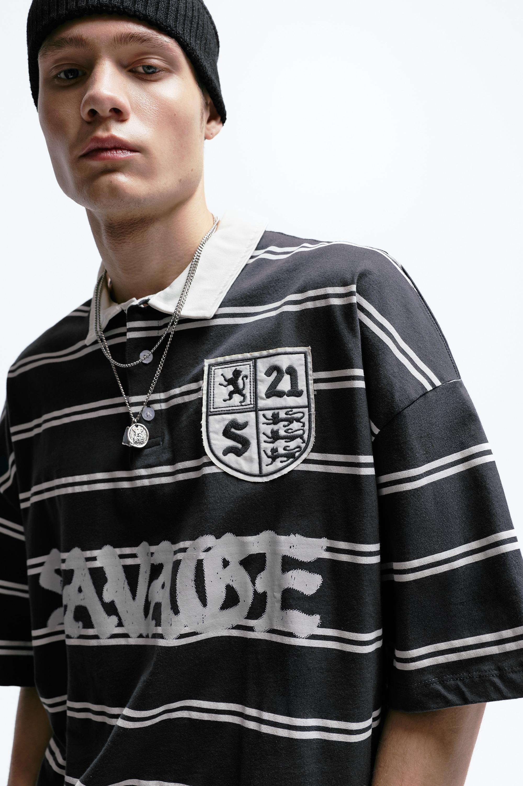 21 Savage çizgili polo t-shirt - Görsel 6