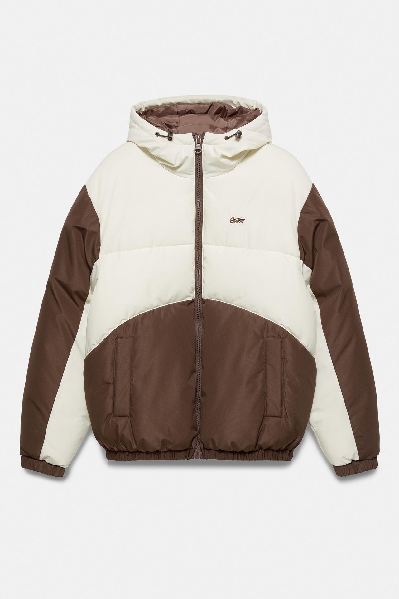 Paneled puffer jacket — Brown