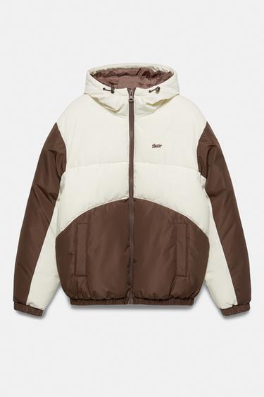 Paneled puffer jacket — Brown 6