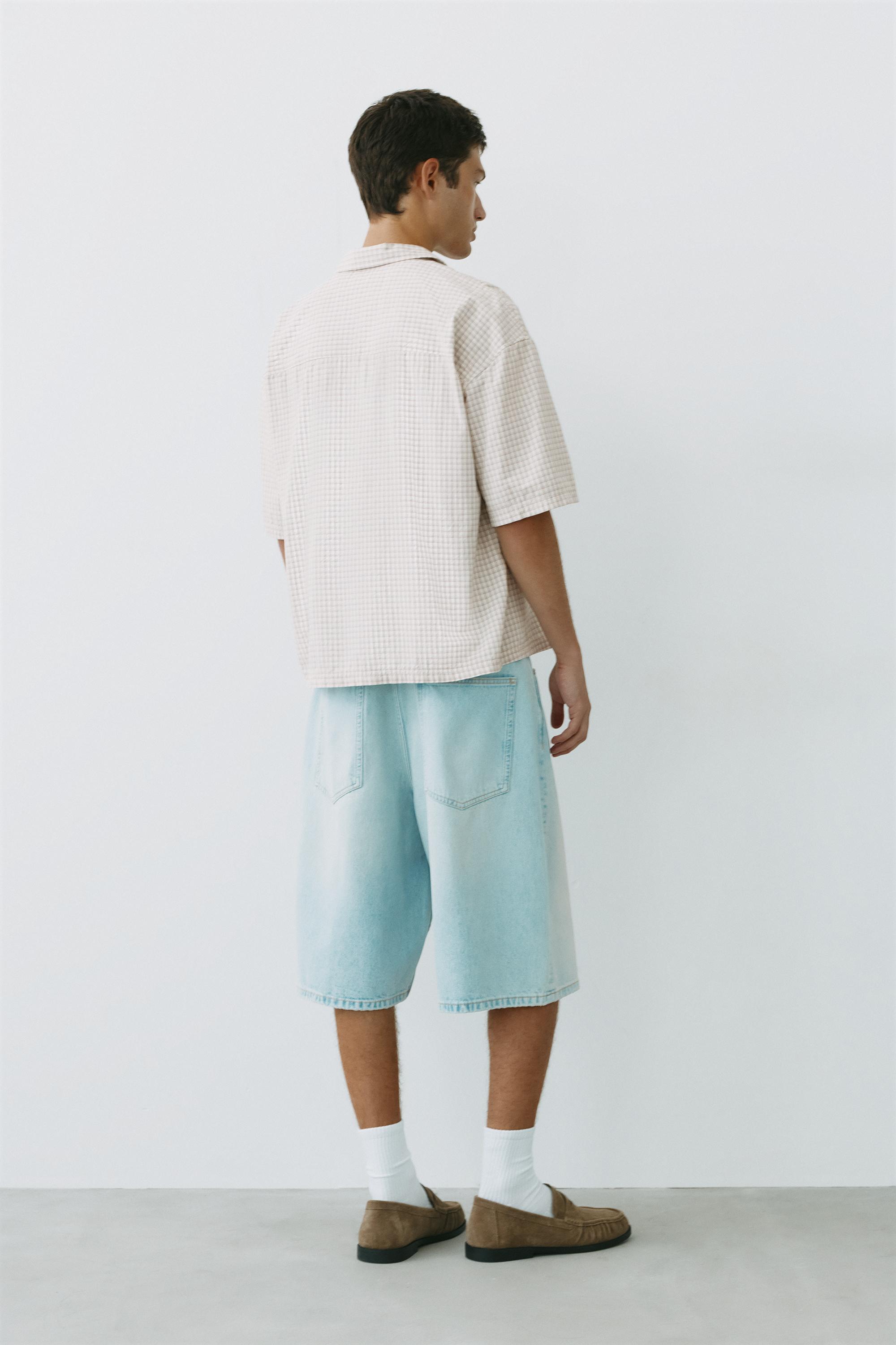 Short sleeve check shirt — Grey marl