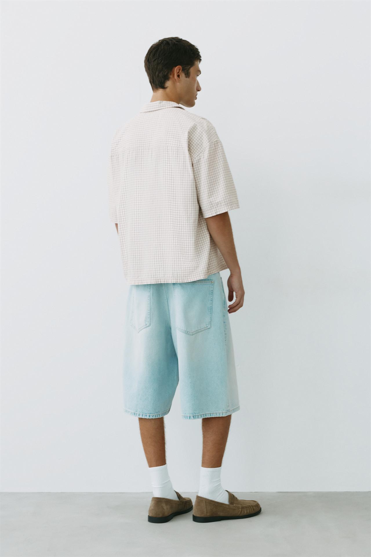 Short sleeve check shirt — Grey marl
