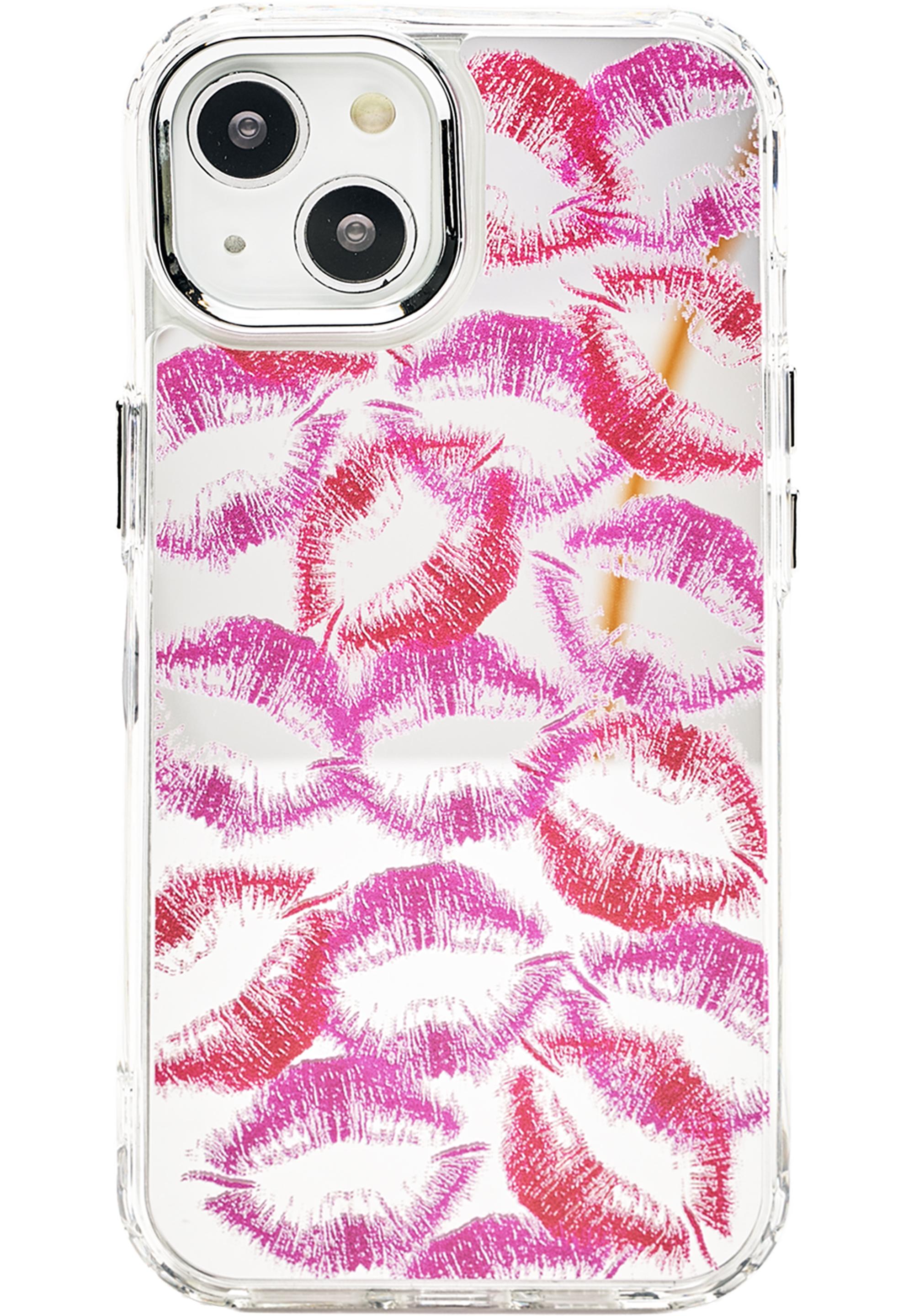 Kiss print mirrored iPhone case — Fuchsia
