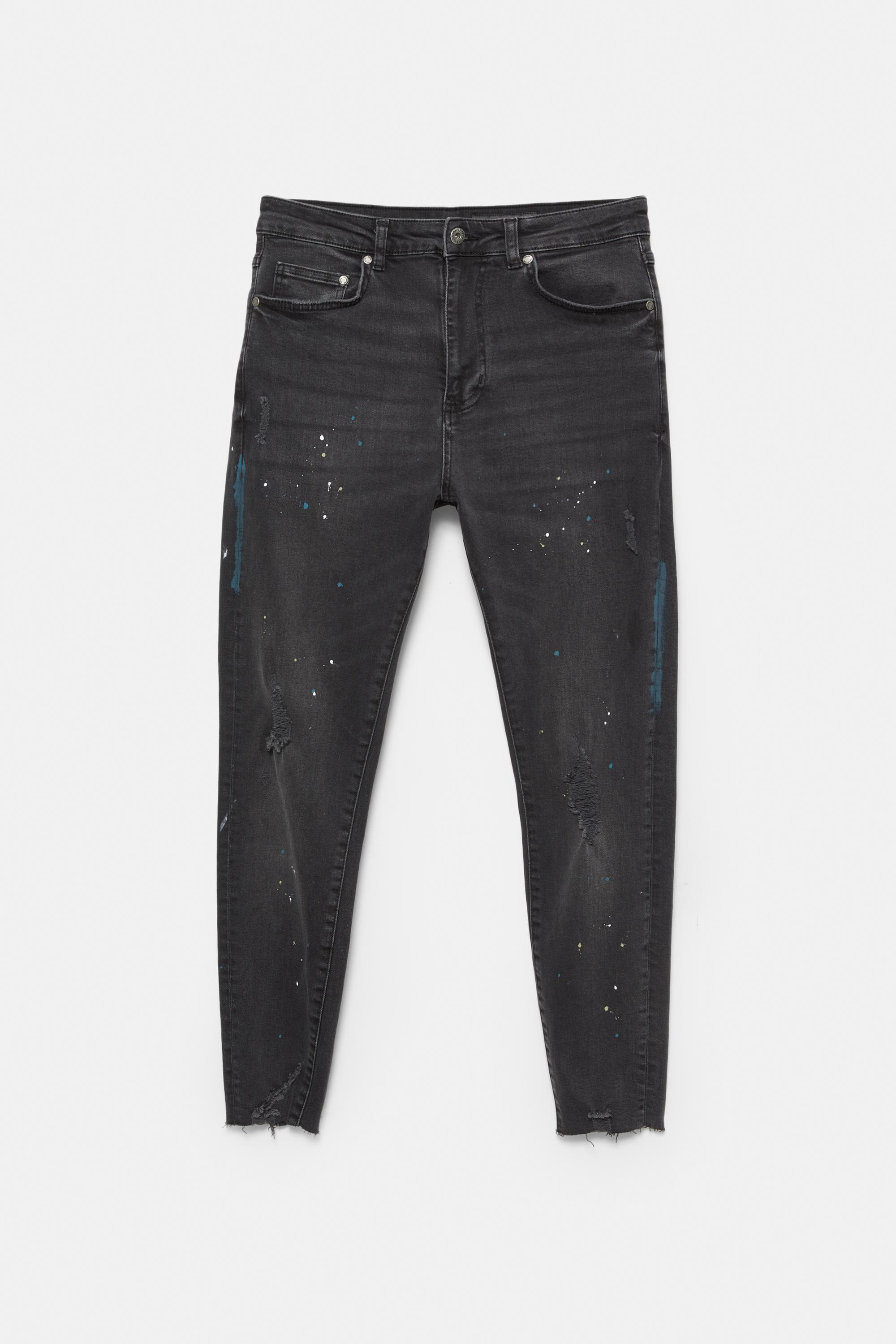 Paint splatter carrot-fit jeans — Faded black