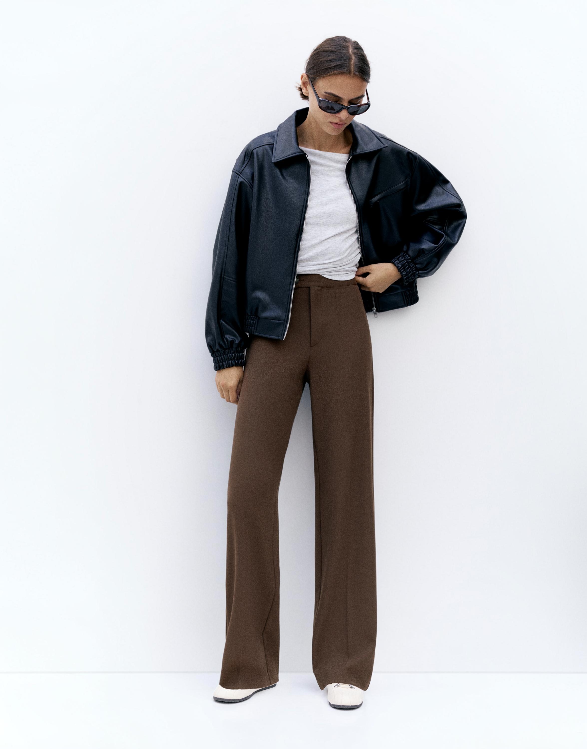 Straight-leg darted trousers — Brown