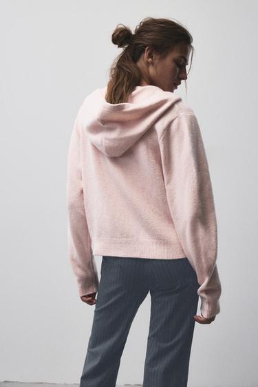 Zip-up hooded cardigan — Pink 3