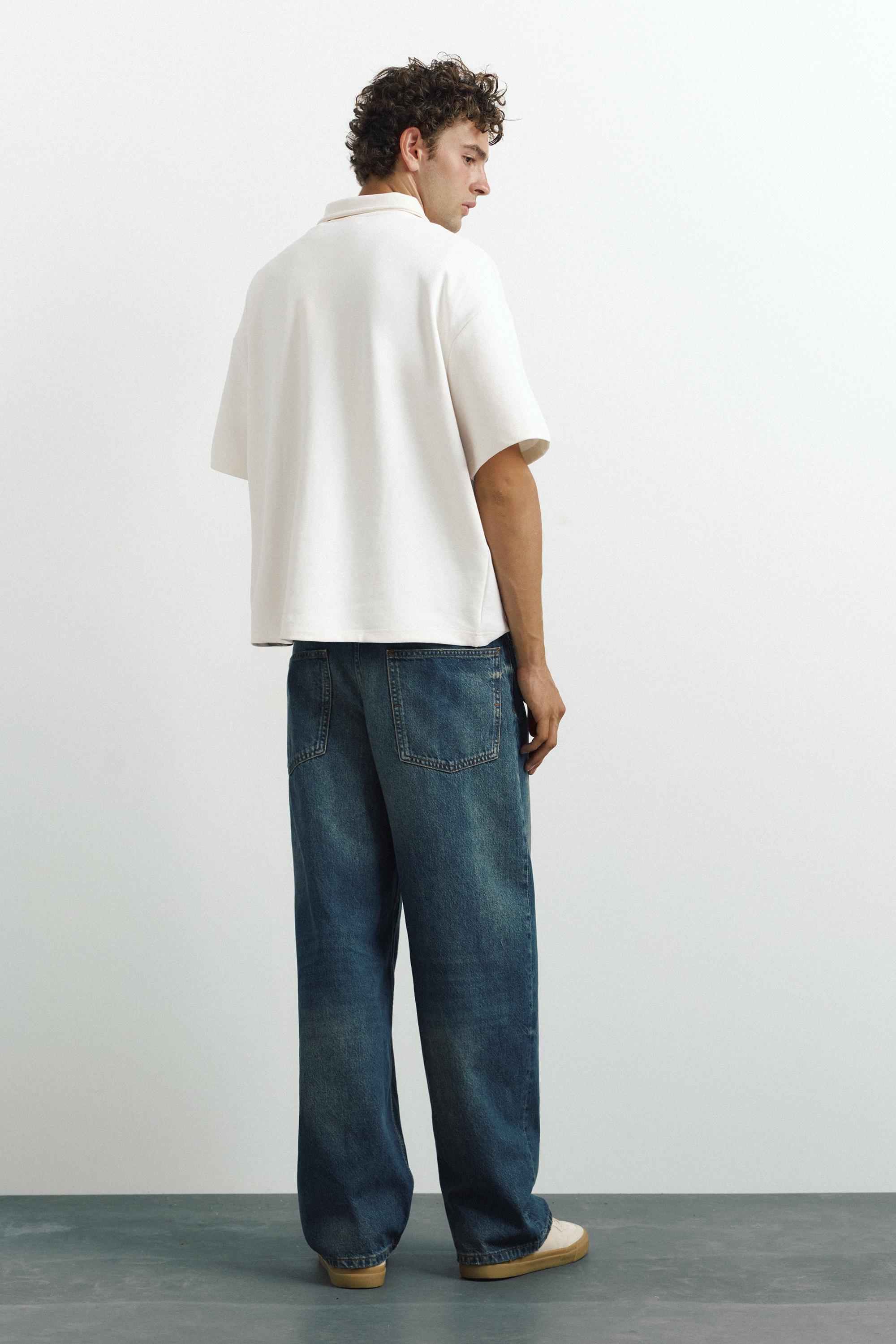 Graphic zip-up interlock polo shirt — Off white