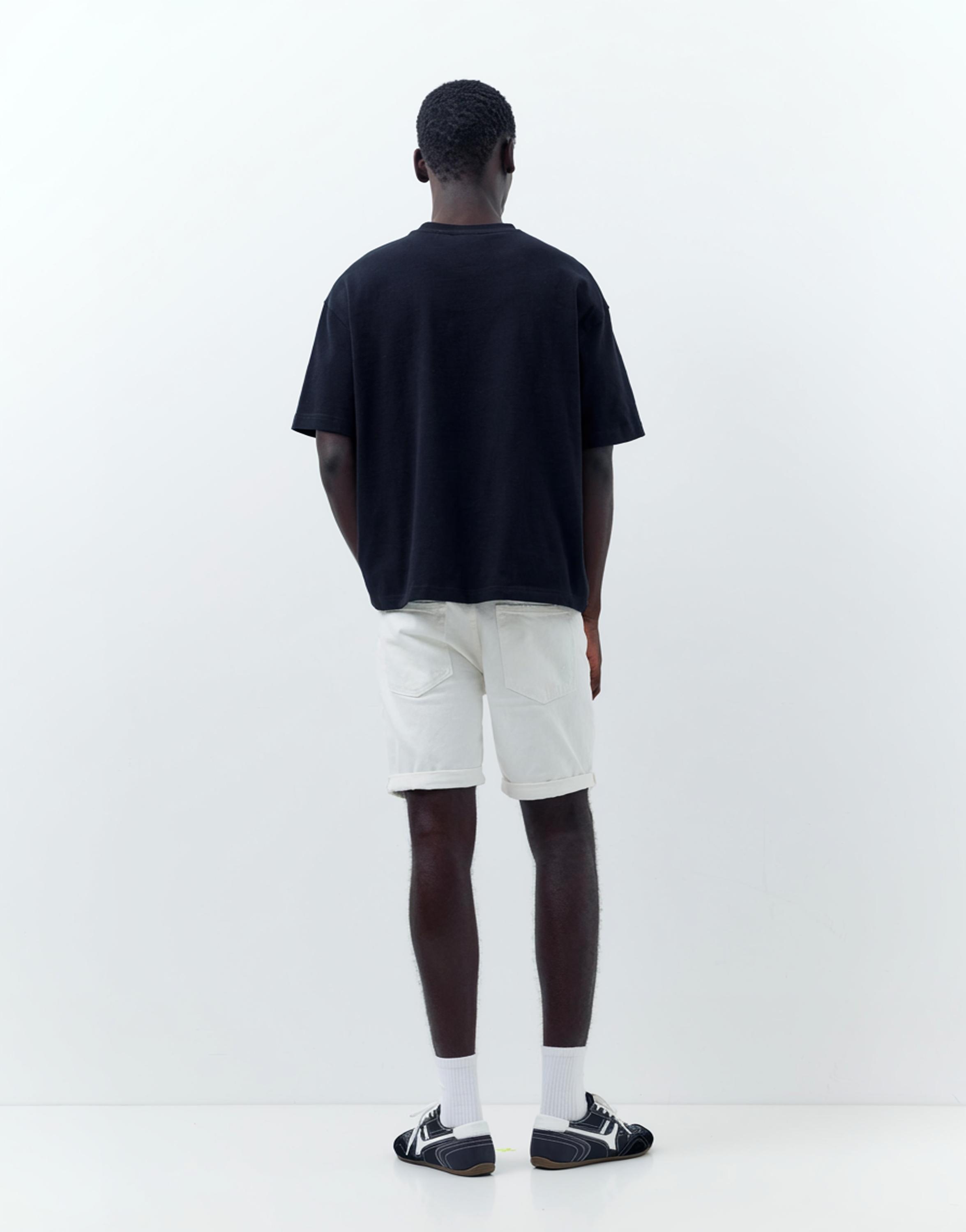Ripped denim Bermuda shorts — Off white