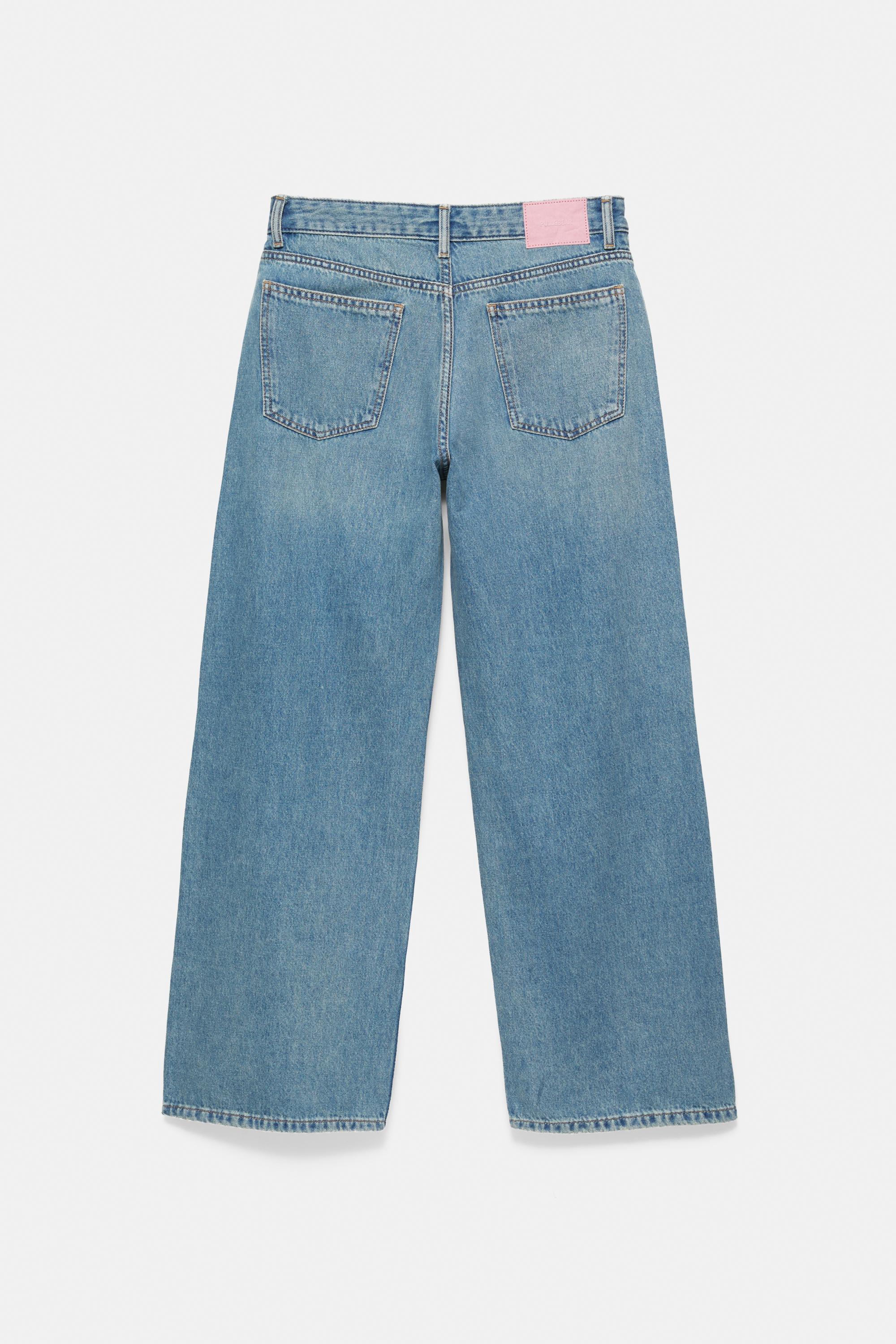 Embroidered moon baggy jeans — Medium blue