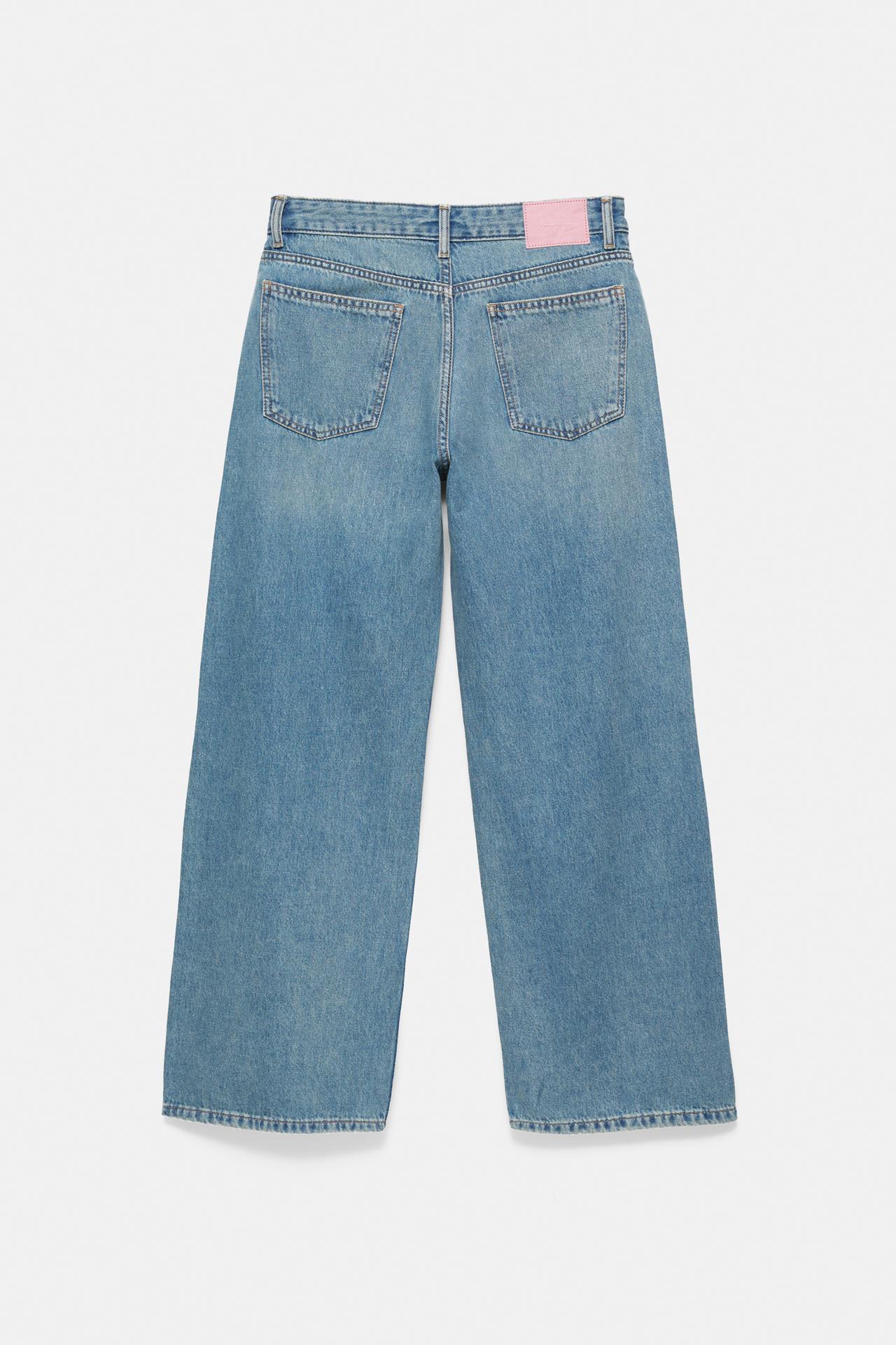 Embroidered moon baggy jeans — Medium blue
