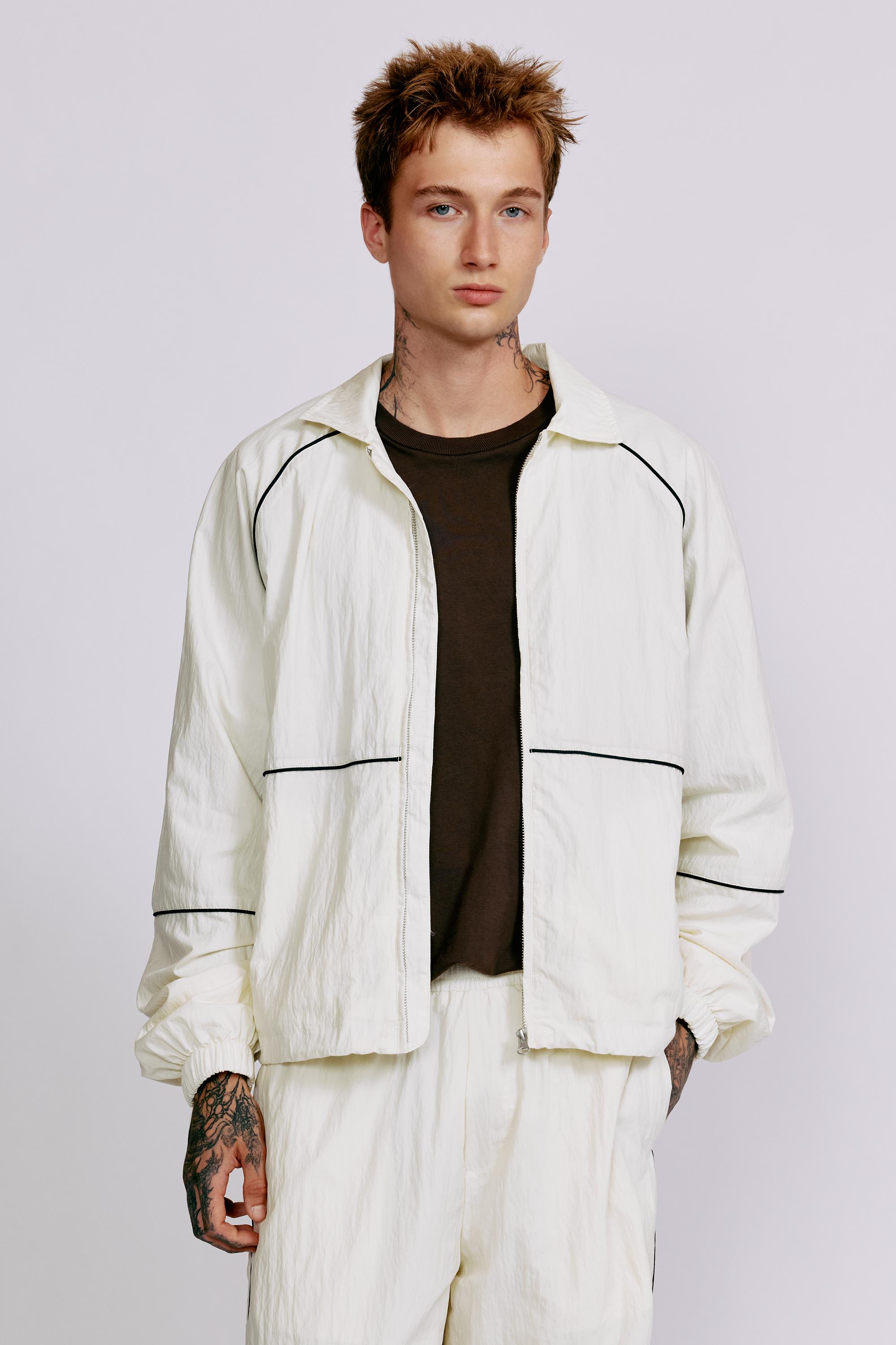Lightweight contrast stitch jacket — Off white