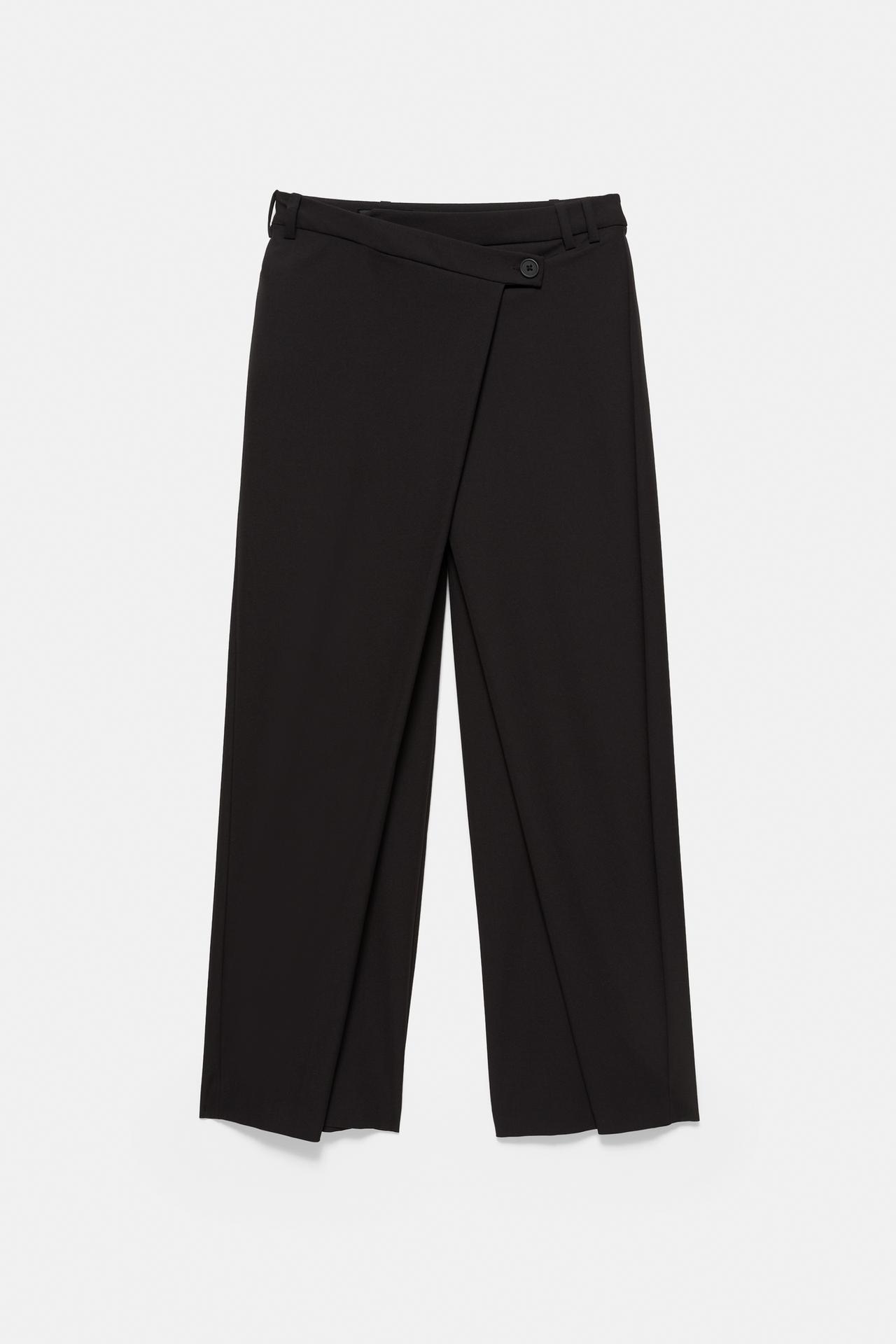 Smart trousers with a crossover waist — Black