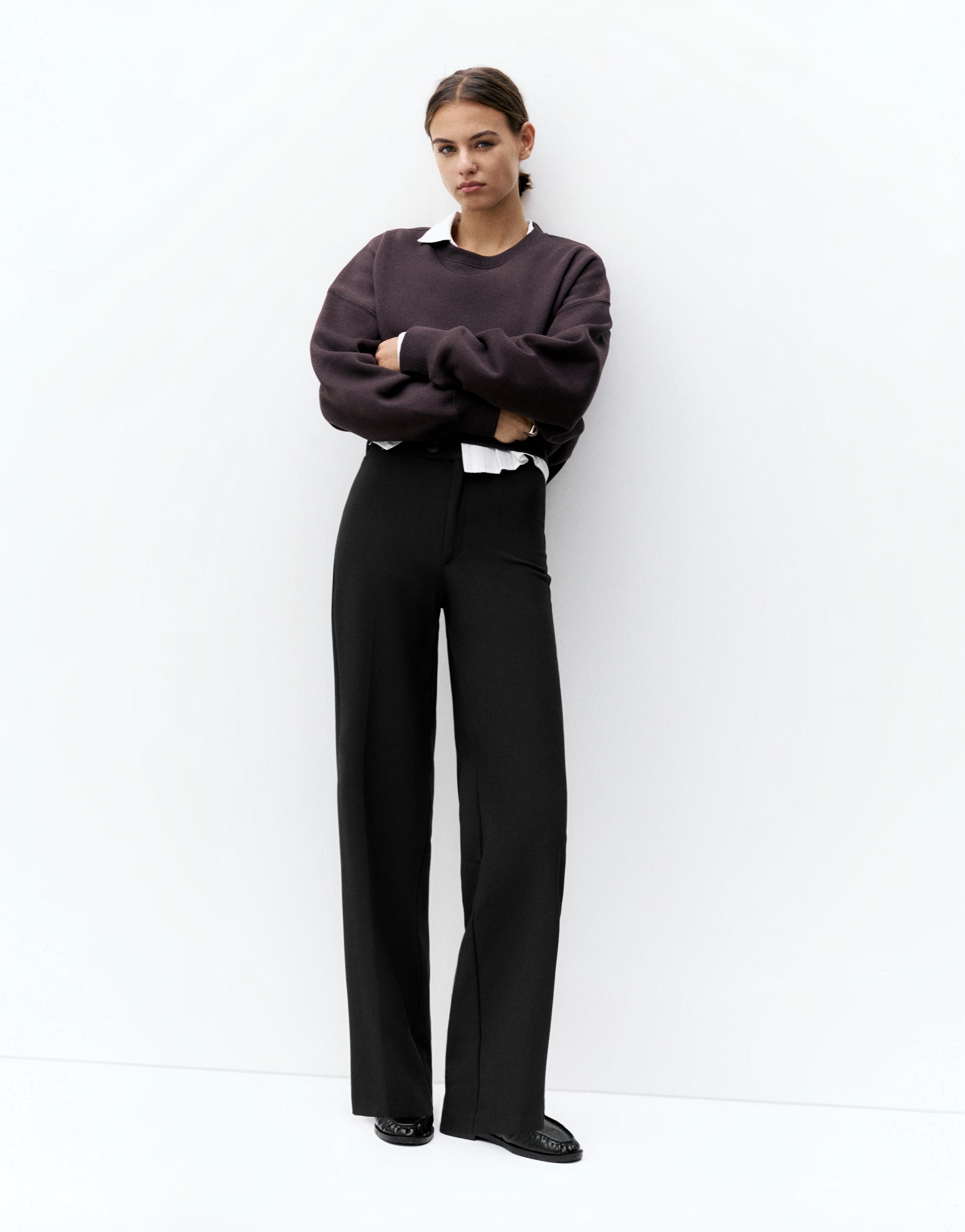 Straight-leg darted trousers — Black