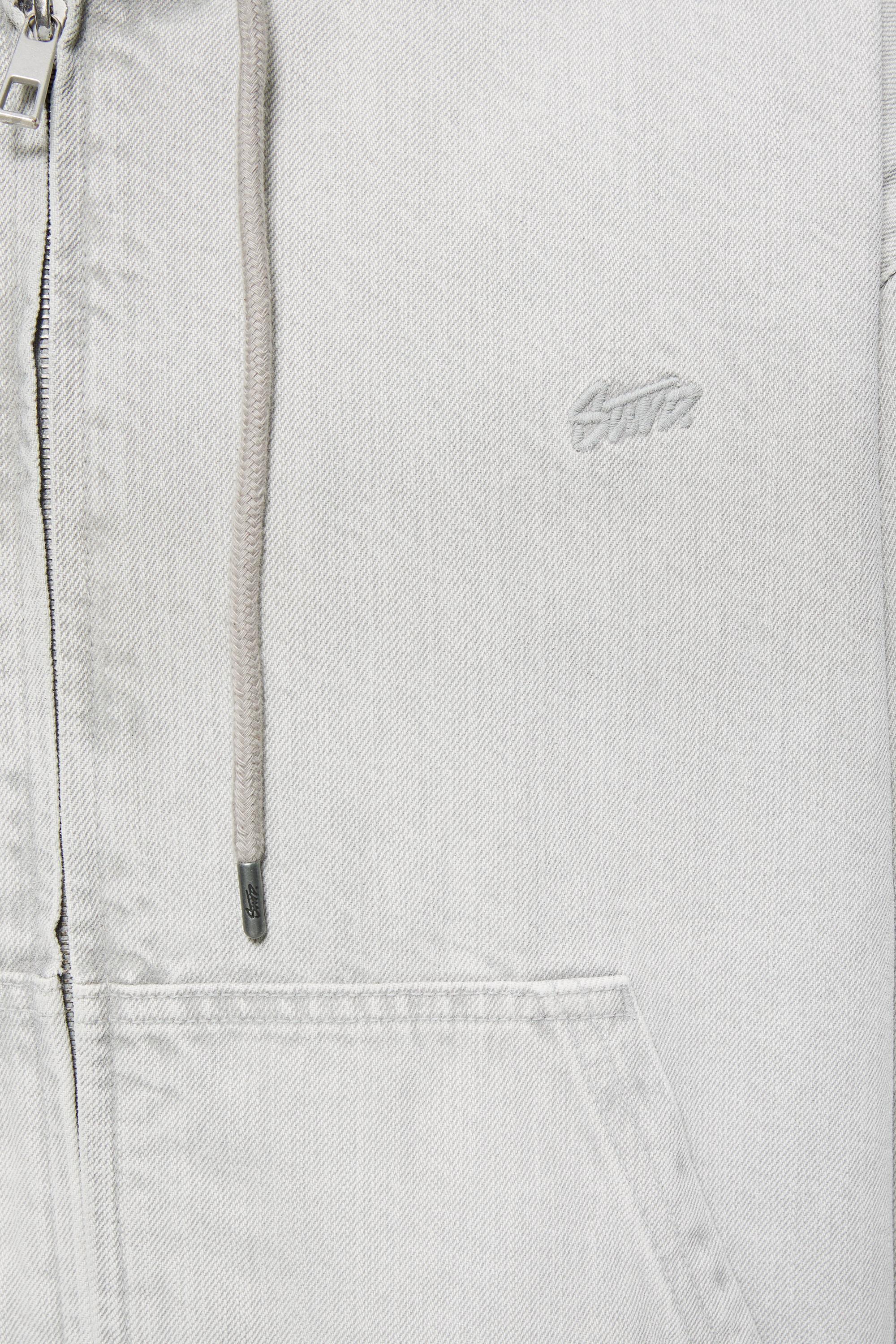 STWD zip-up hooded jacket — Pale grey