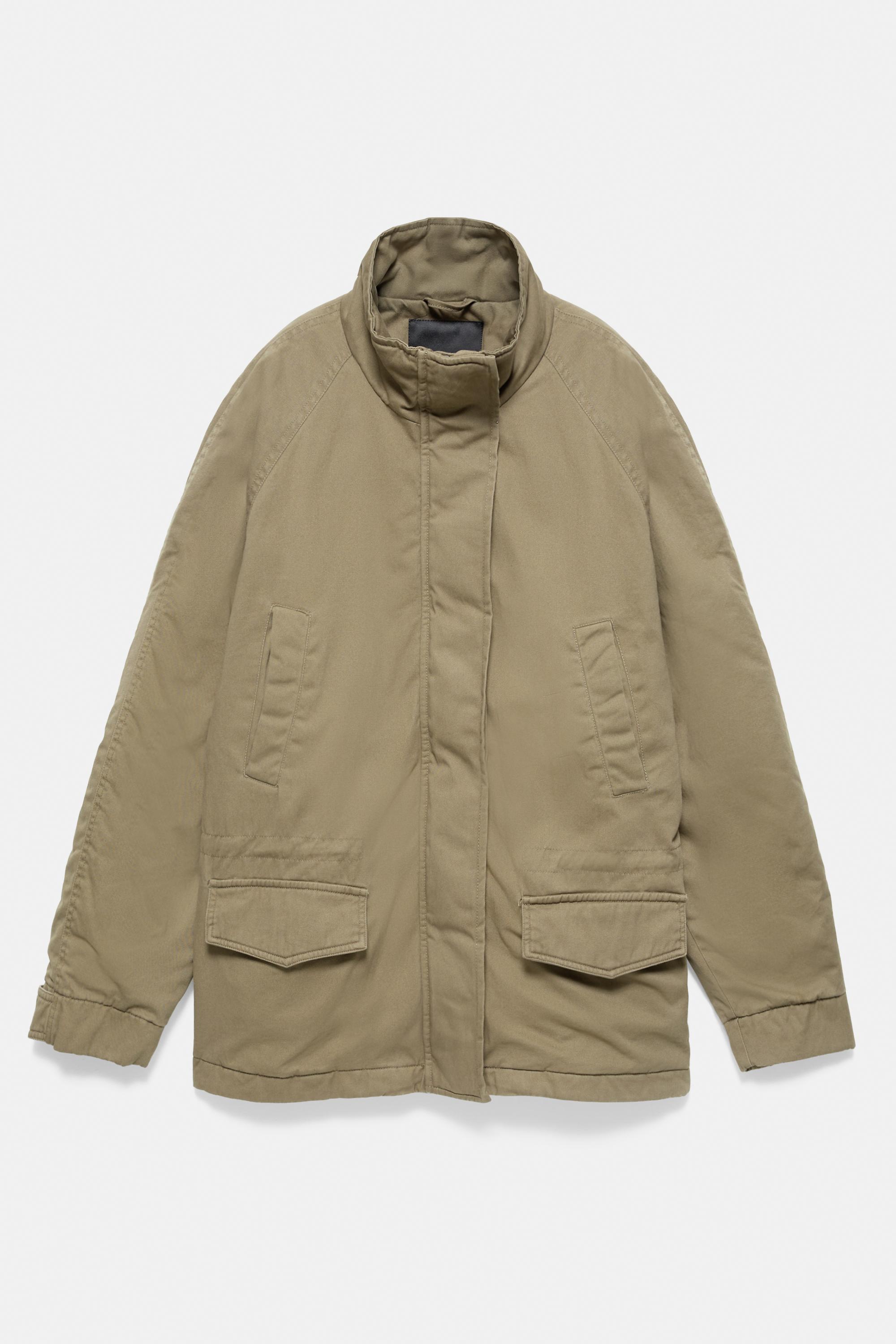 Short high-neck parka — Dark khaki