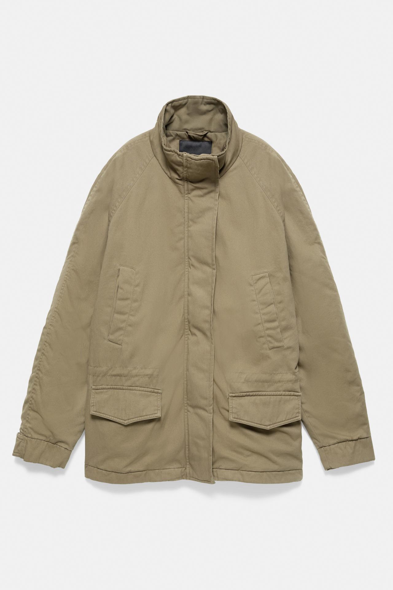 Short parka with a high neck — Dark khaki