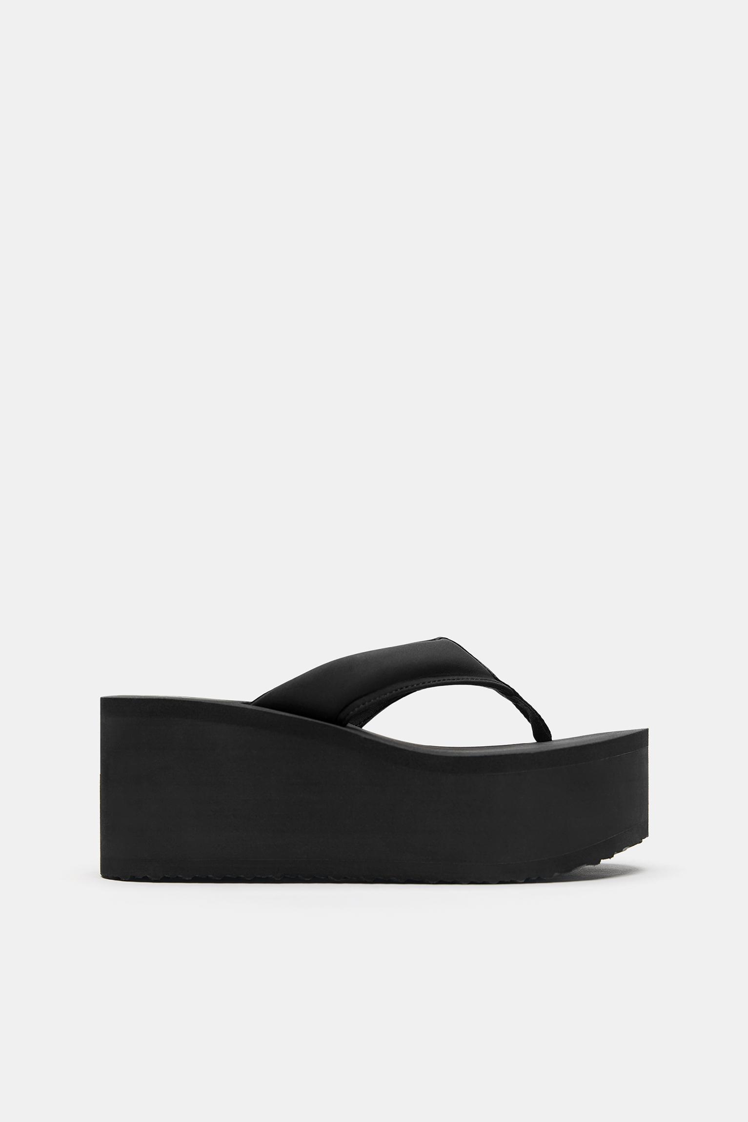 Platform wedge sandals — Black