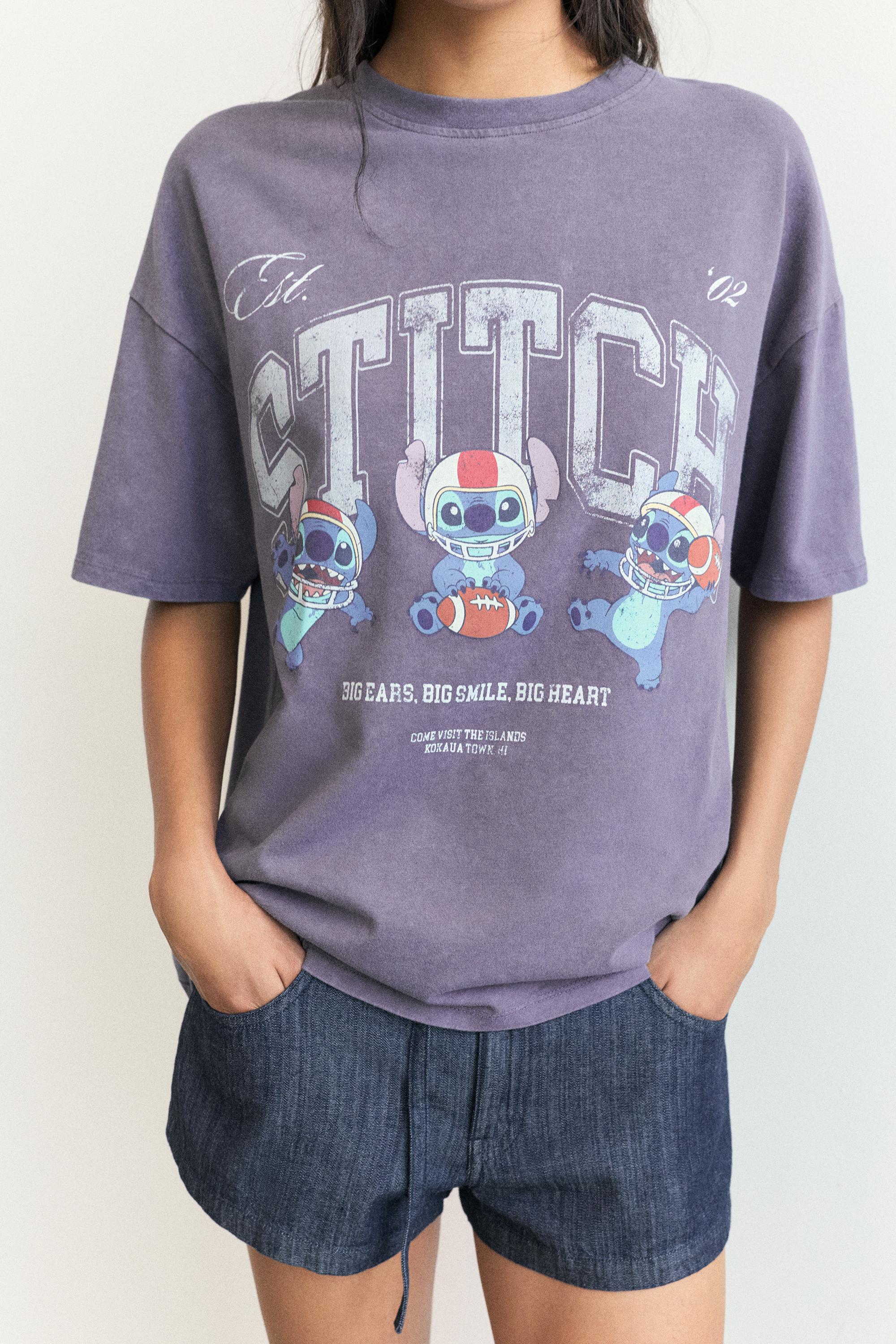 Lilo & Stitch cropped T-shirt — Faded black