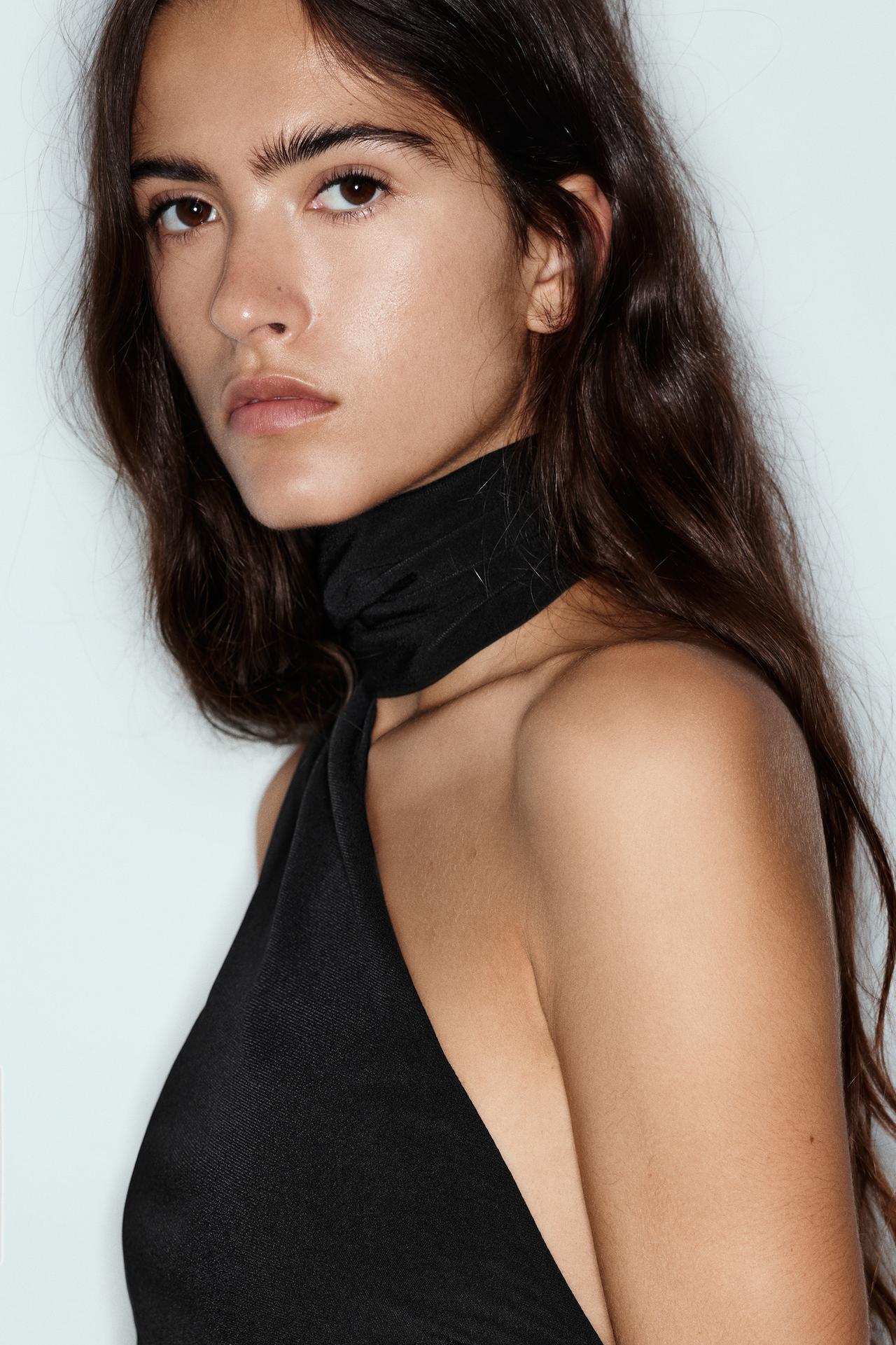 Scarf-style halter top — Black