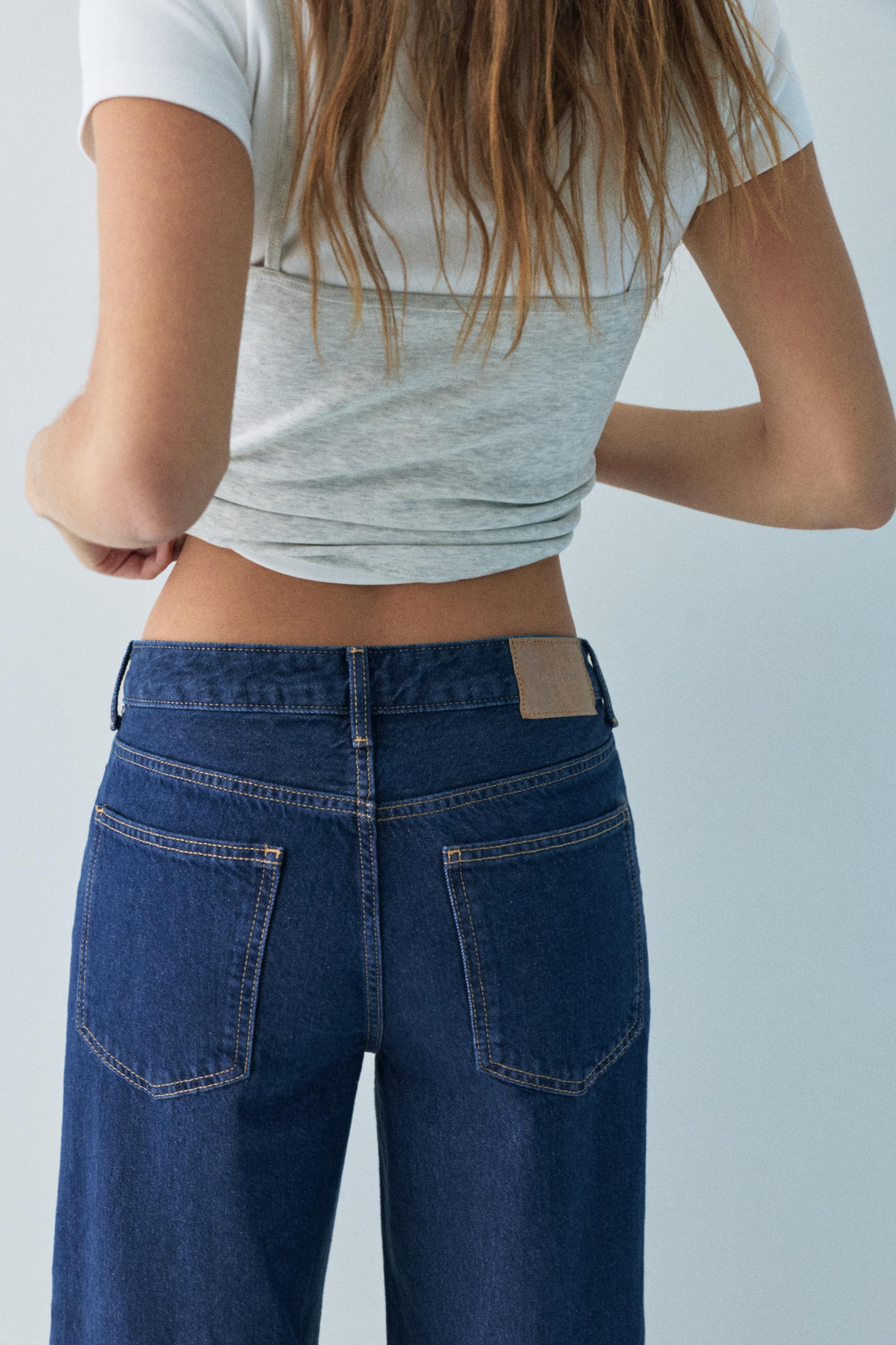 Wide-leg stud jeans — Dark blue