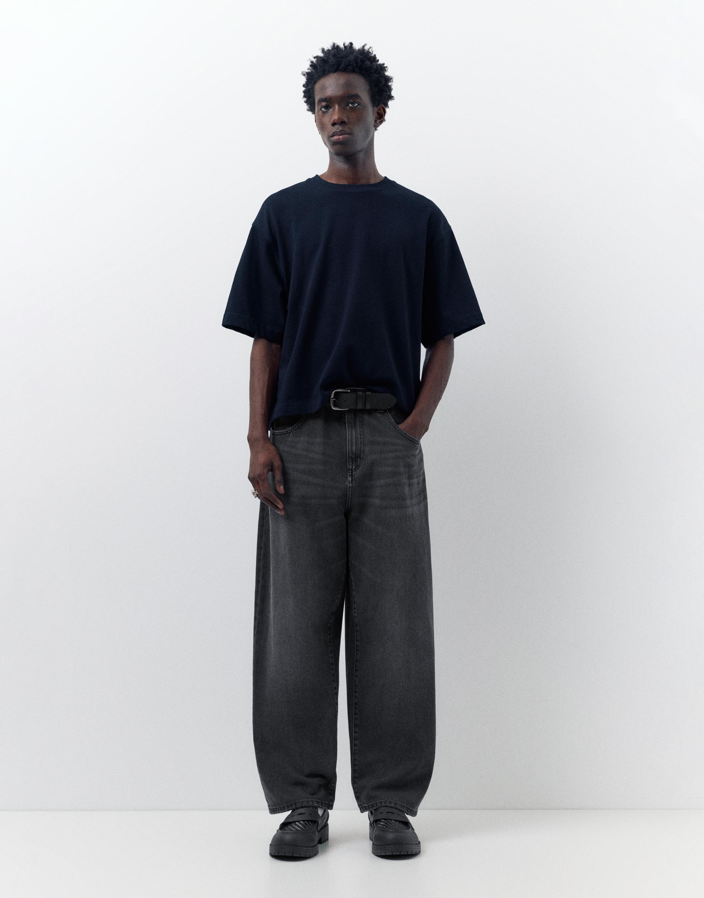Relaxed fit baggy jeans — Faded black
