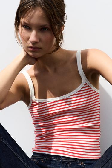 Striped strappy top — Red 1