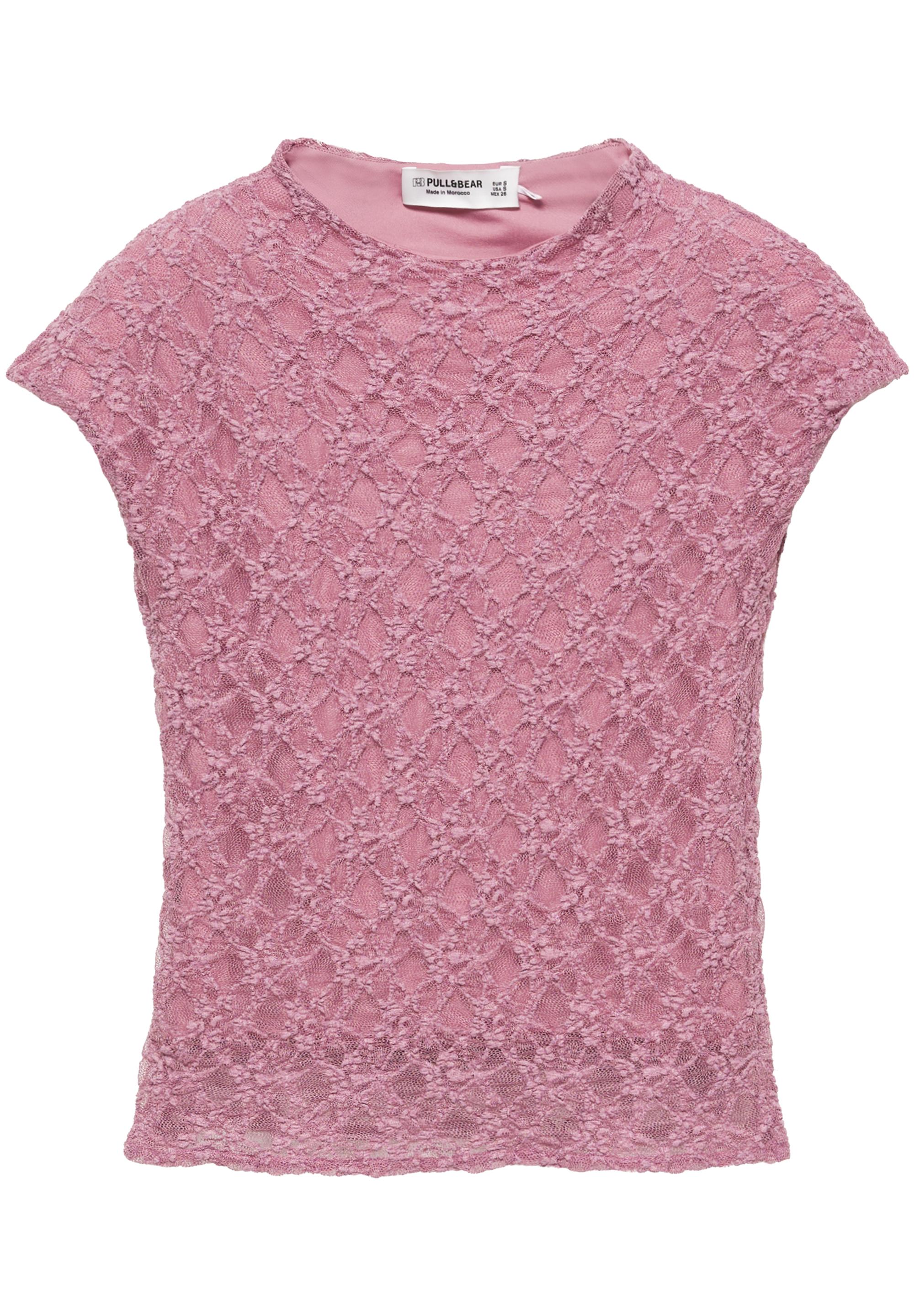 Fitted lace T-shirt — Powder mauve
