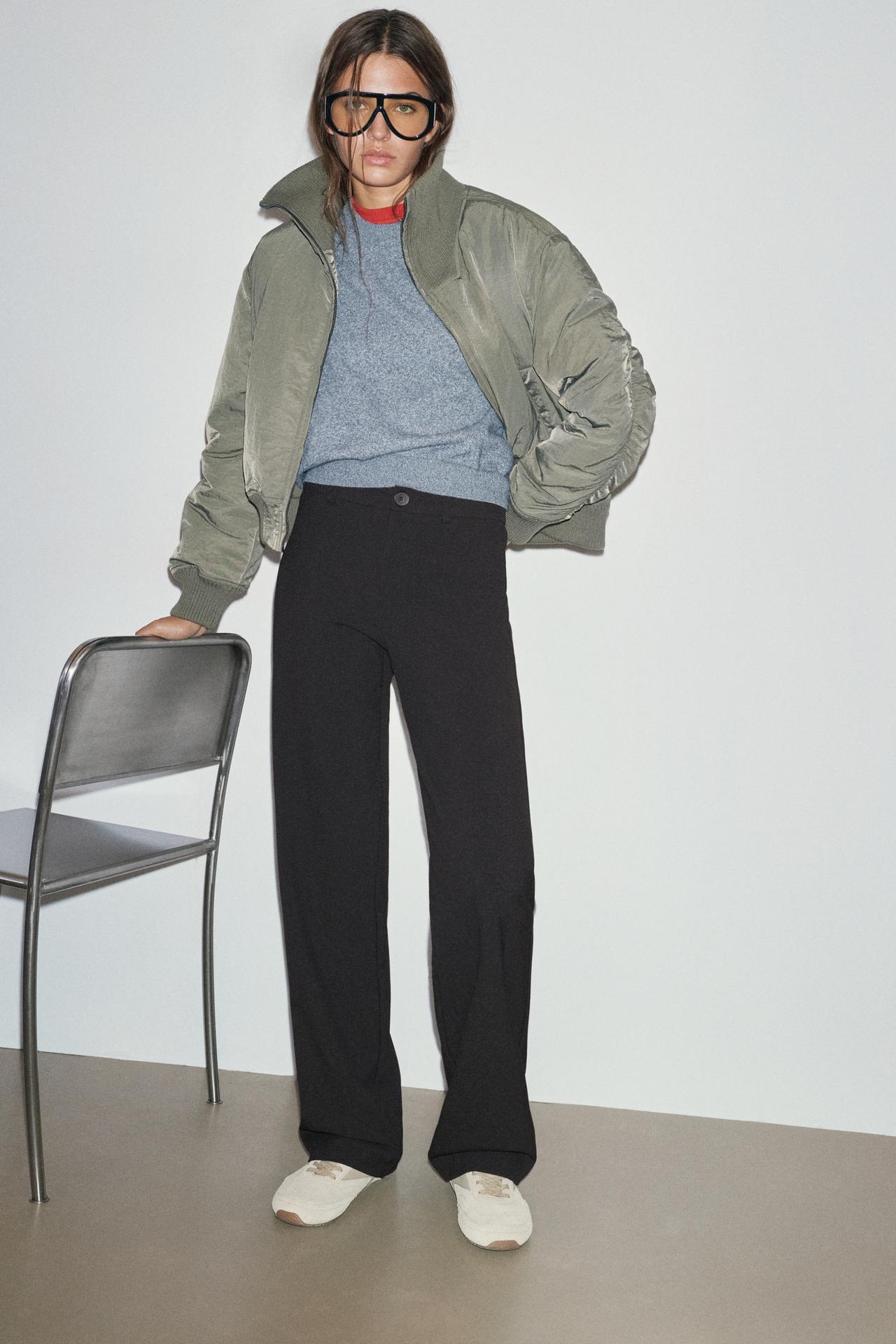 Slim fit straight smart trousers — Black