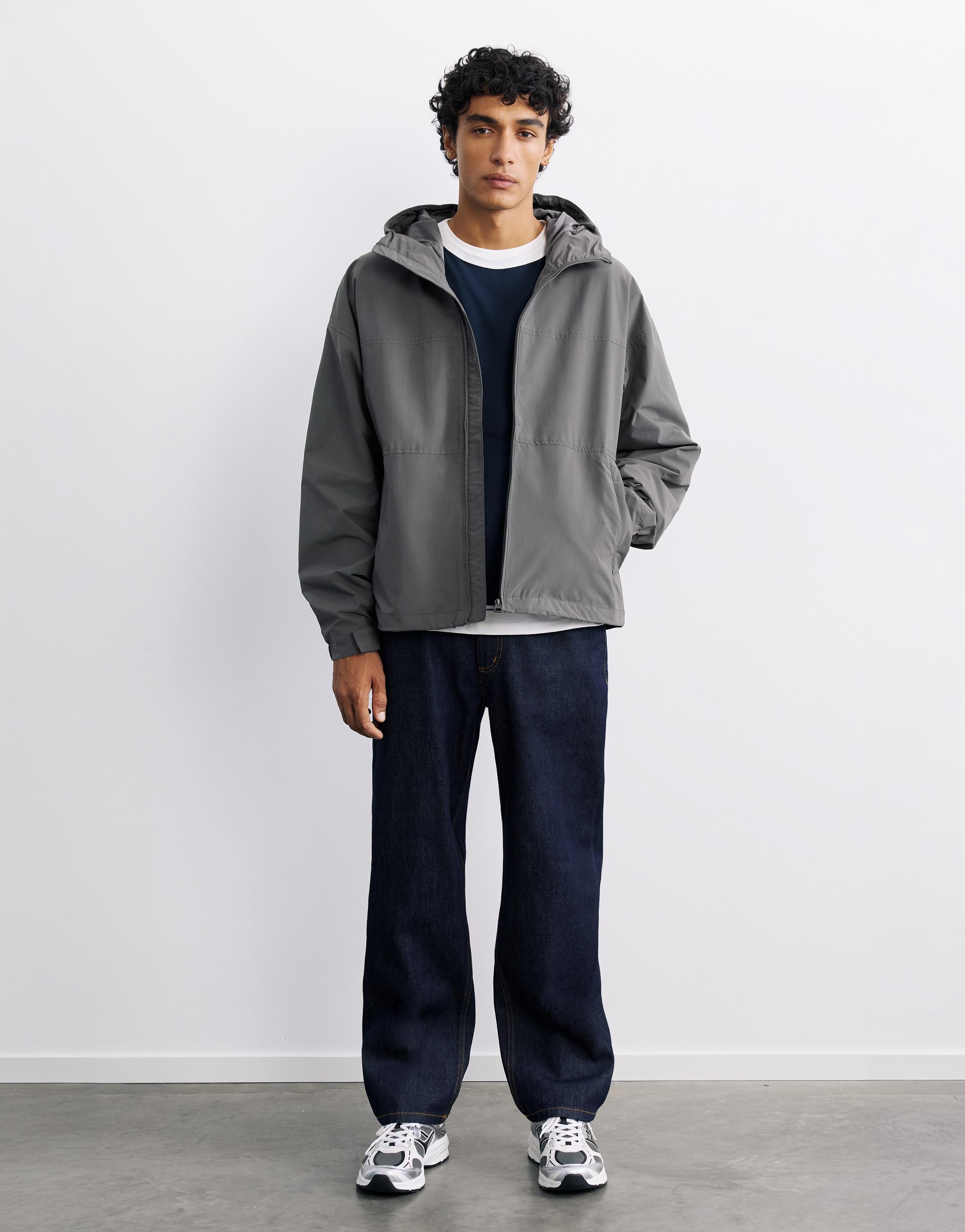 Lightweight hooded raincoat — Anthracite grey