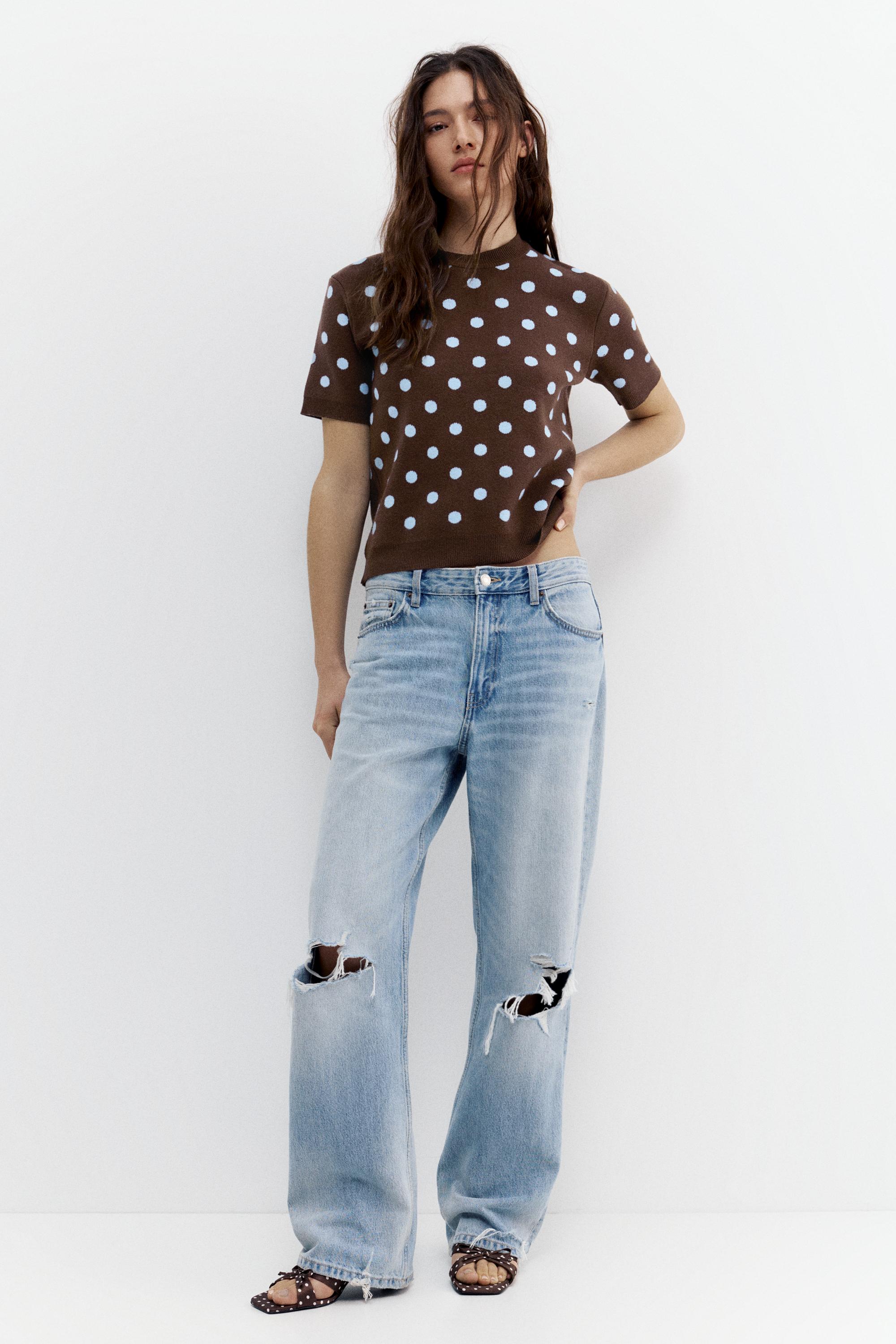 Puantiye desenli kısa kollu top - Görsel 20