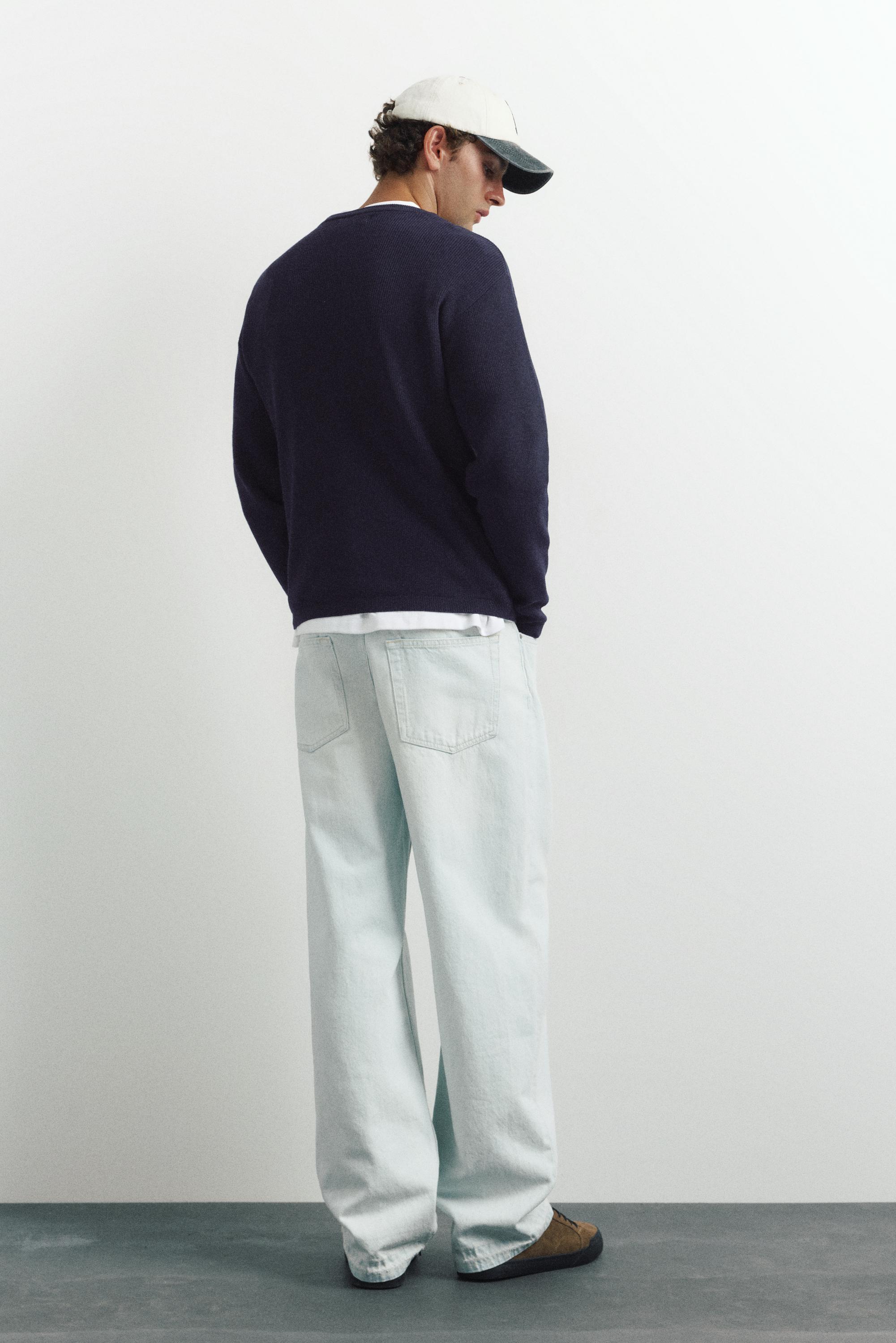 Henley neck jumper — Navy