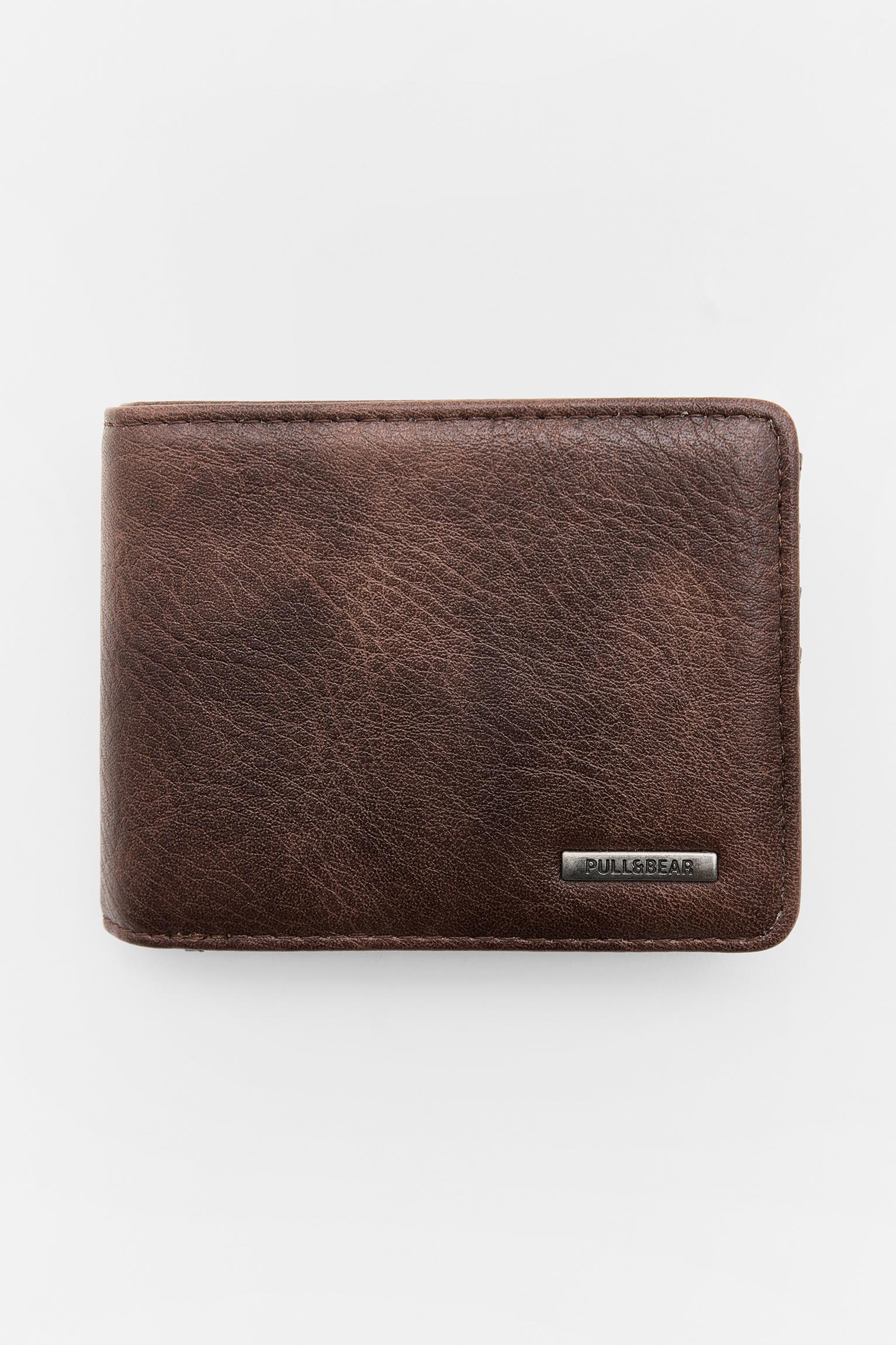 Brown faux leather wallet PULL BEAR