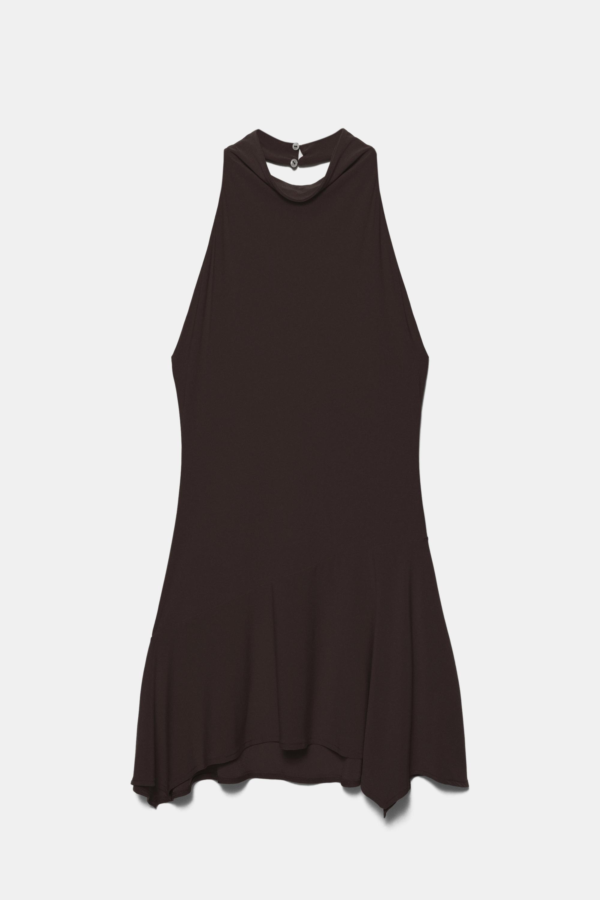 Short halter dress — Brown