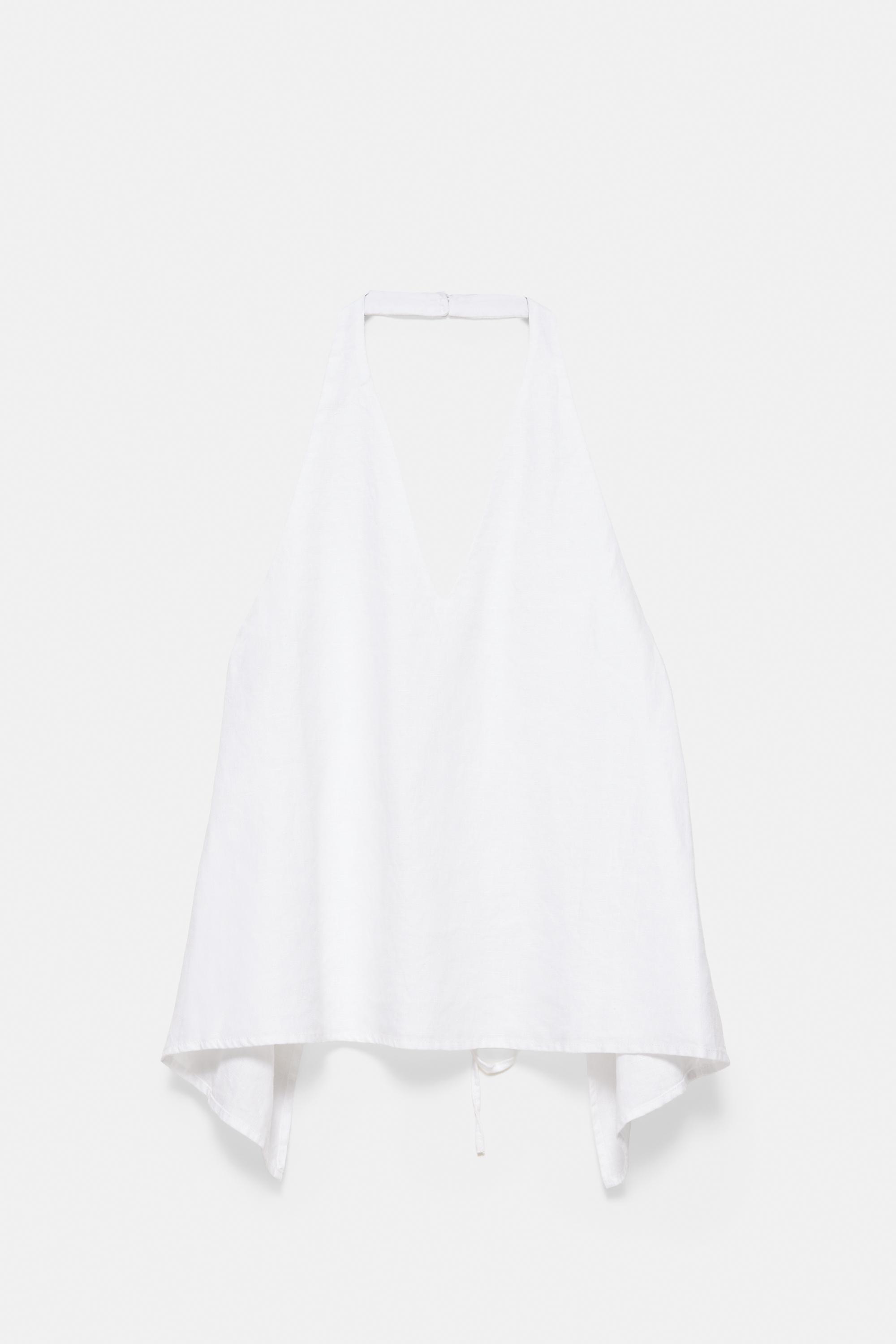100% linen halter top — White