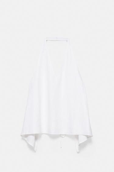 100% linen halter top — White 3