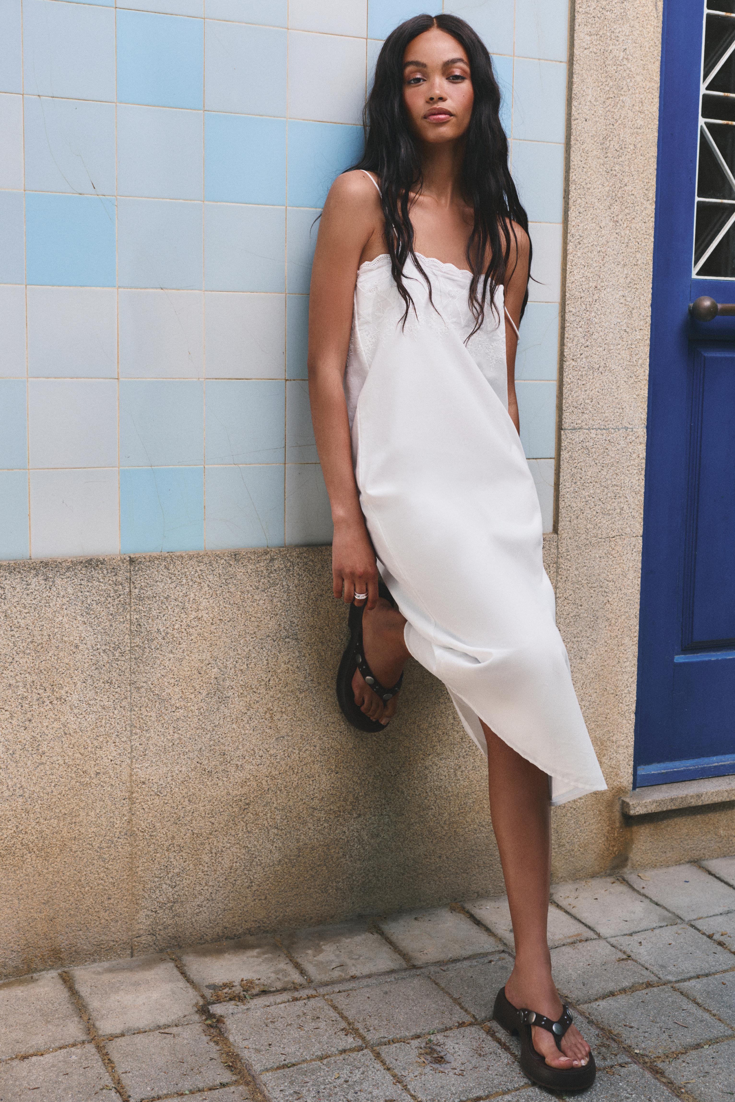 Vestito Midi Bianco Sangallo