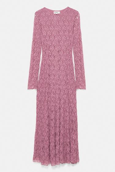 Long sleeve lace dress — Powder mauve 3