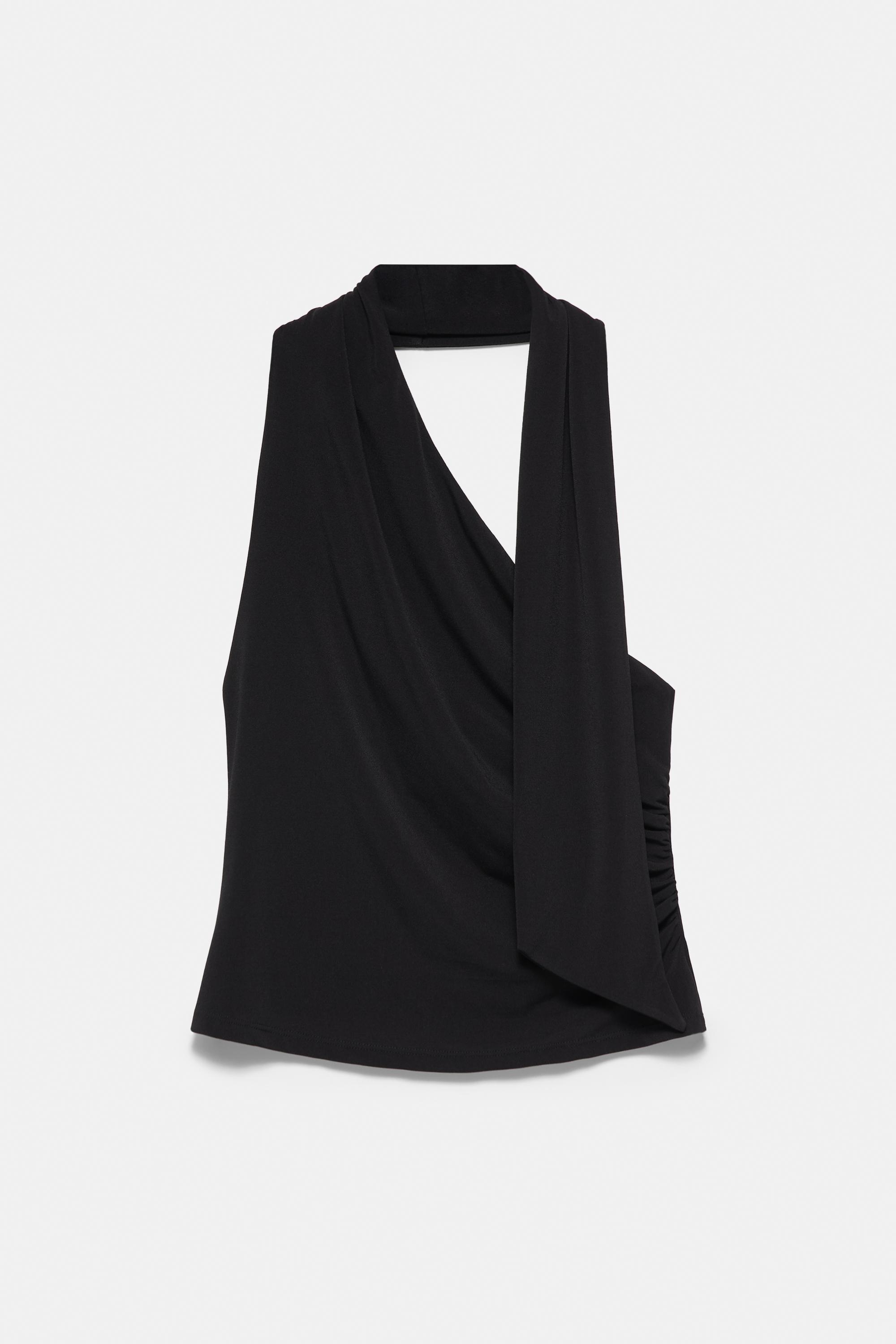 Scarf-style halter top — Black