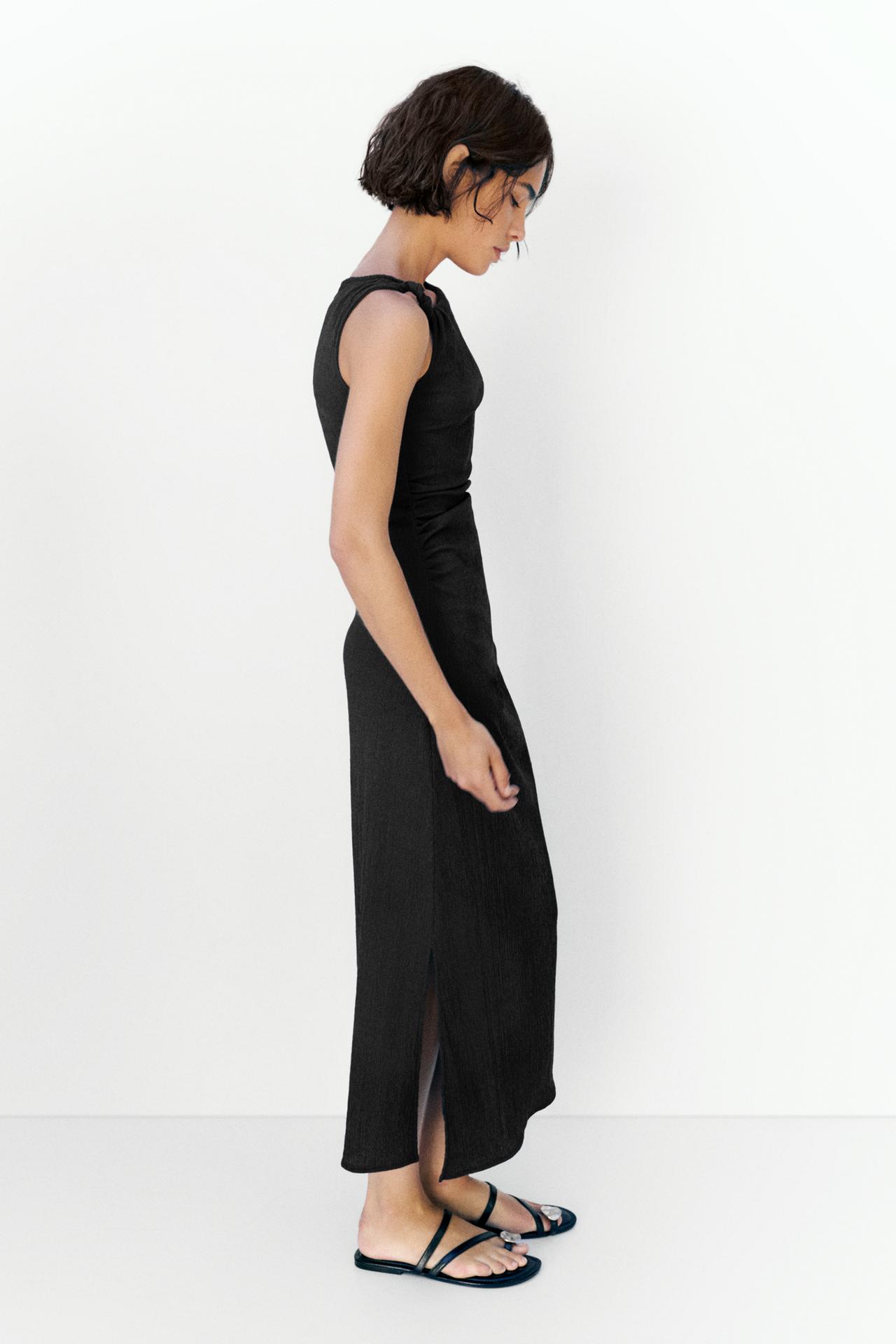 Gathered knot midi dress — Anthracite grey